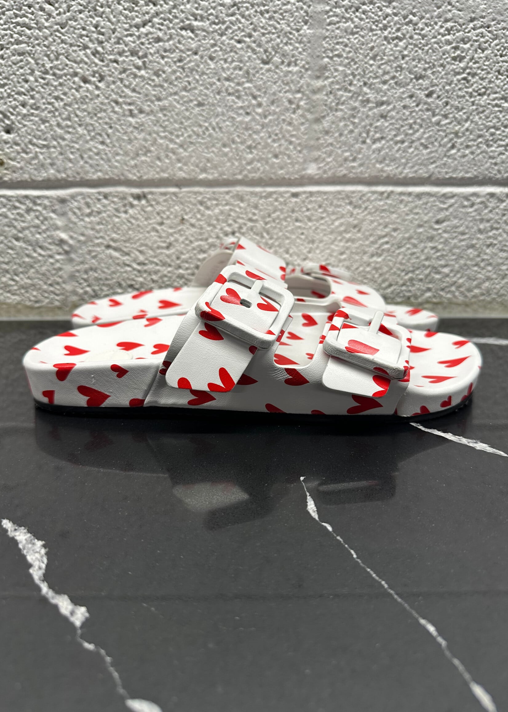 Balenciaga White Red Heart Slides 7.5 Fem AS IS