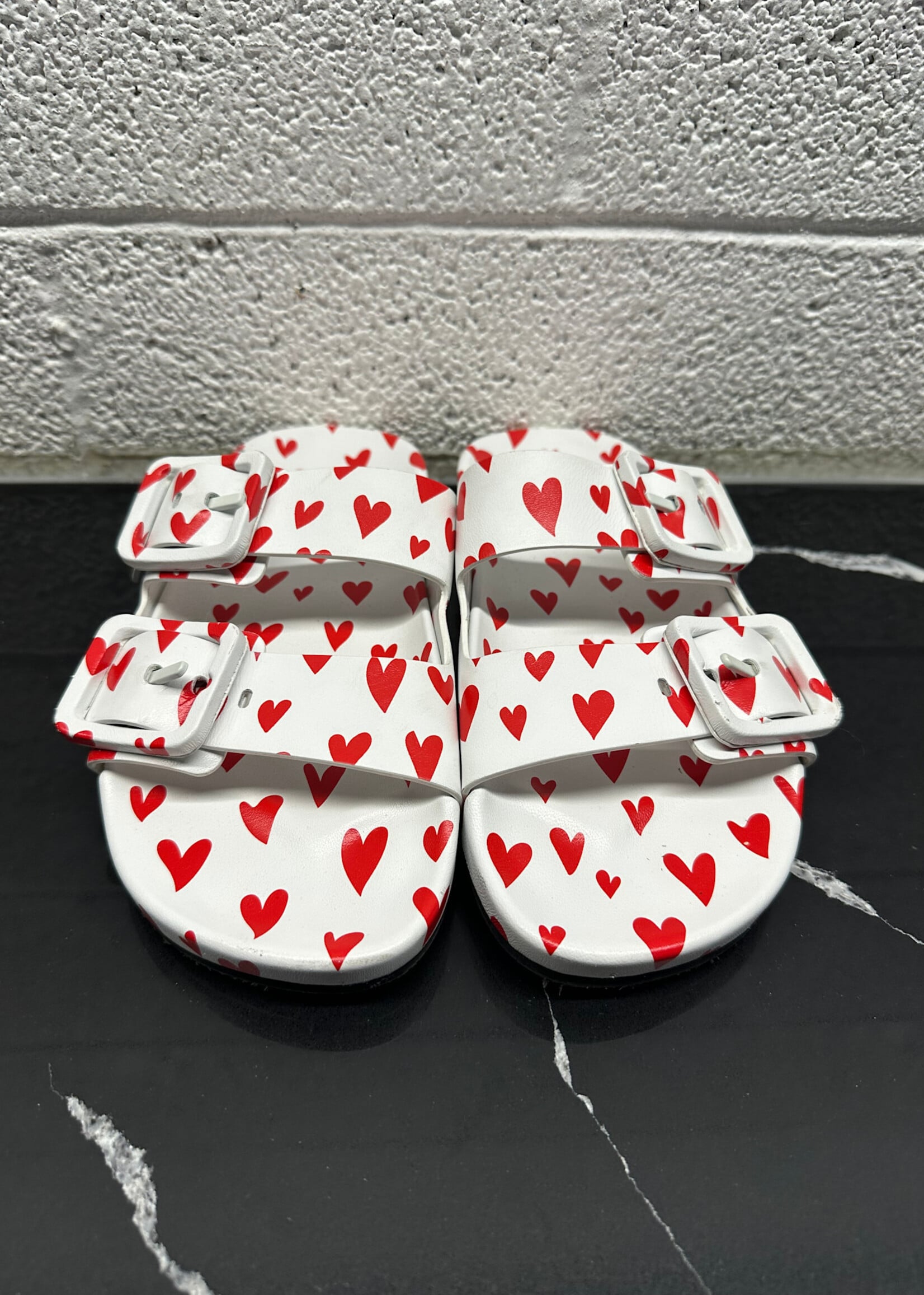 Balenciaga White Red Heart Slides 7.5 Fem AS IS