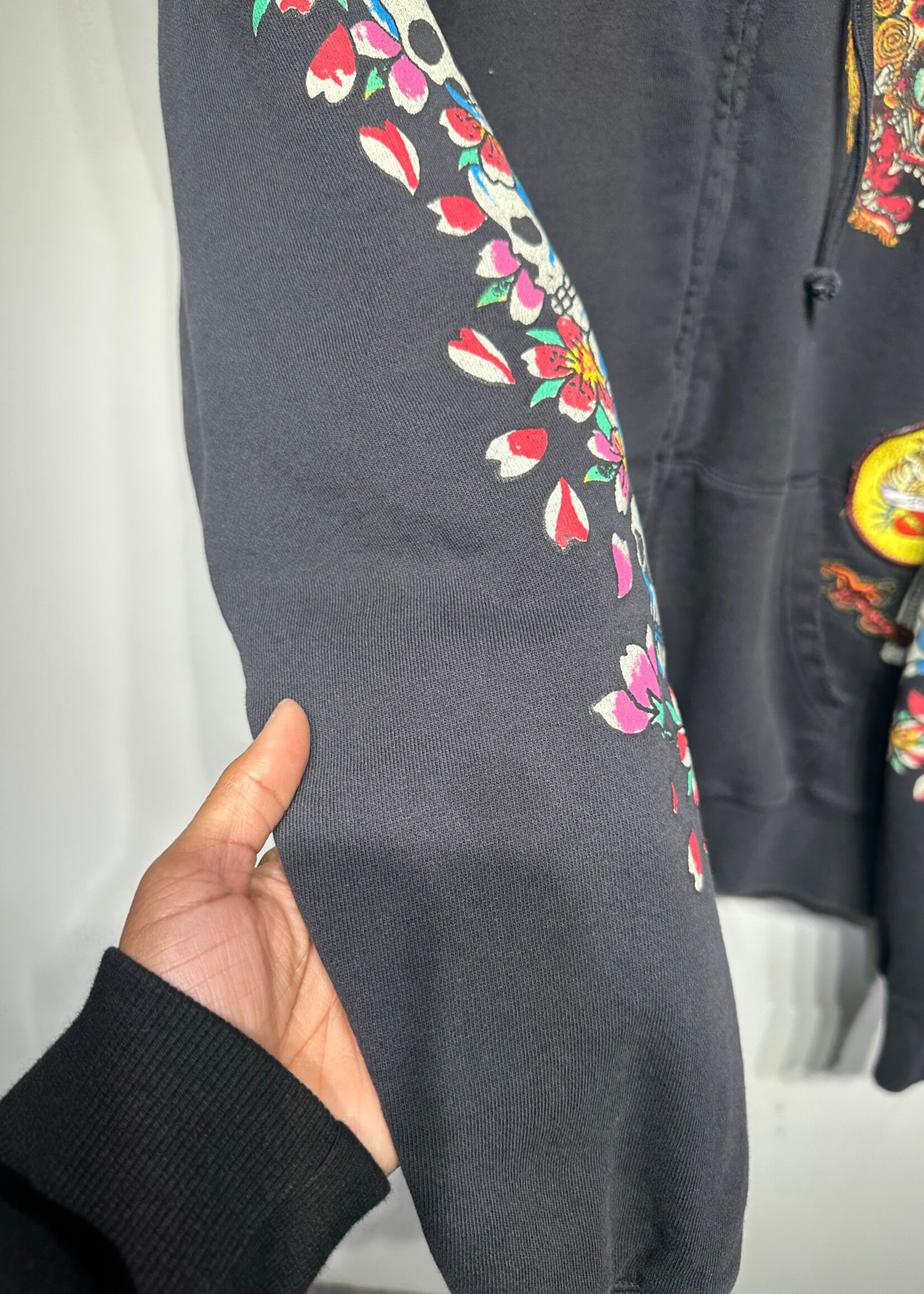 Ed Hardy Black Eagle Patch Zip Up Hoodie 2XL