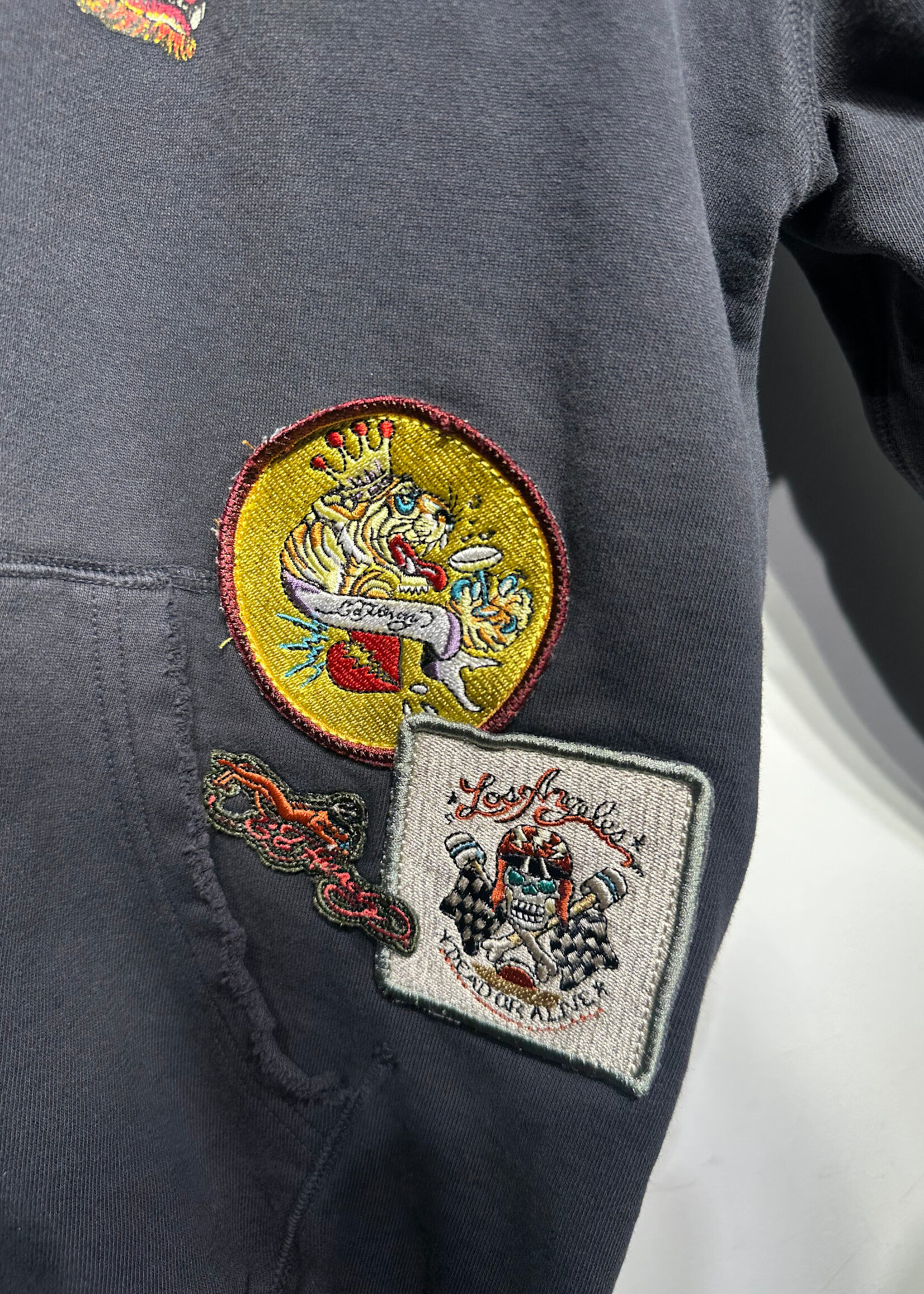 Ed Hardy Black Eagle Patch Zip Up Hoodie 2XL