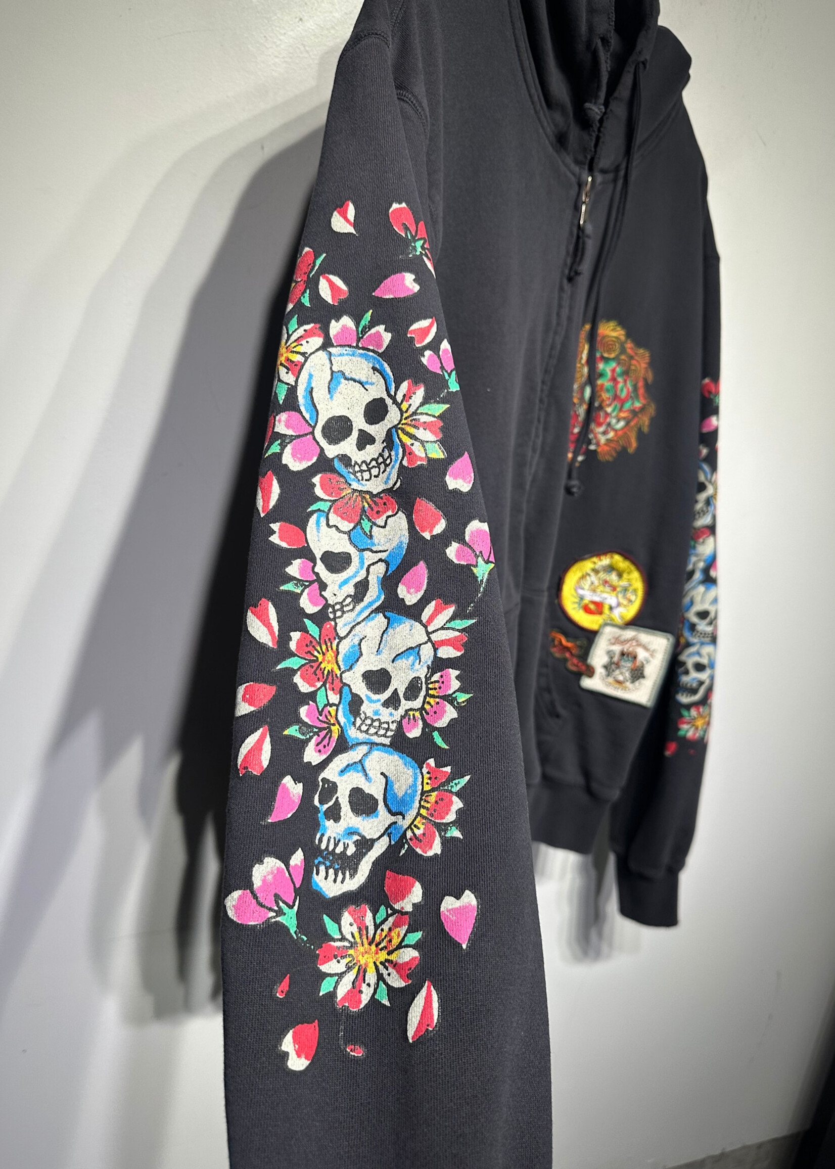 Ed Hardy Black Eagle Patch Zip Up Hoodie 2XL