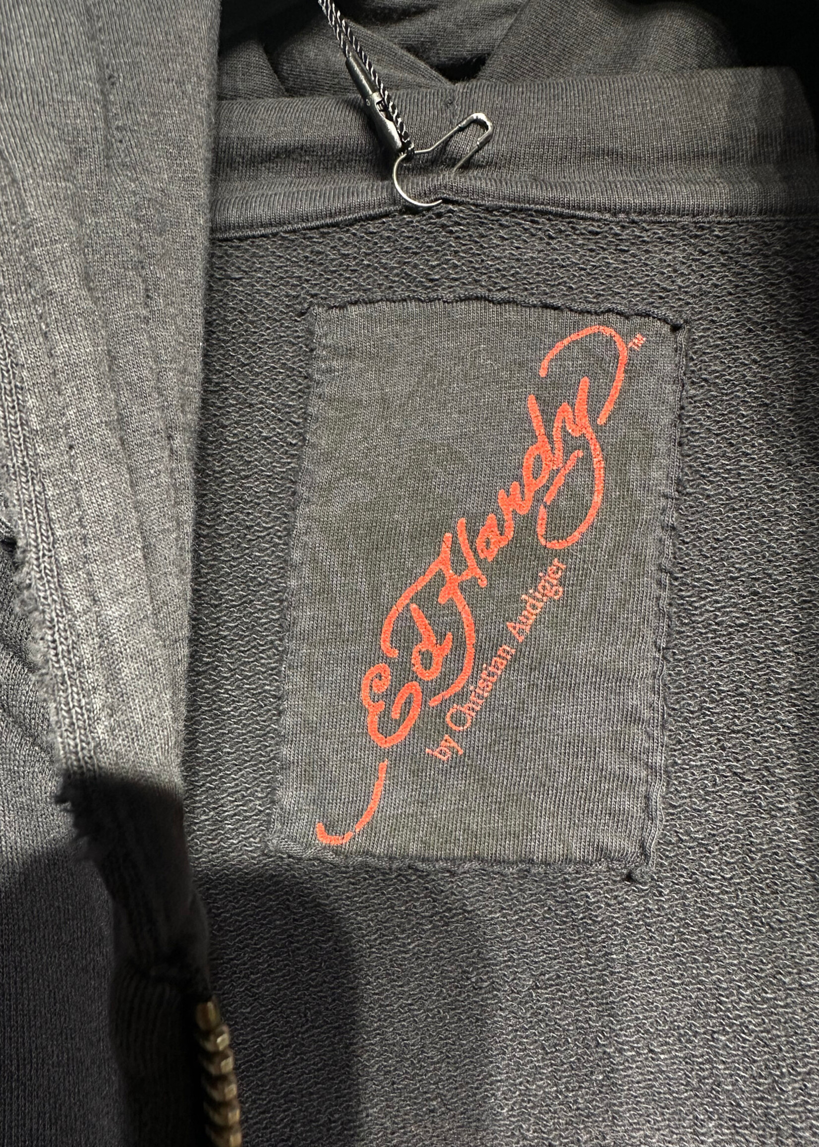 Ed Hardy Black Eagle Patch Zip Up Hoodie 2XL