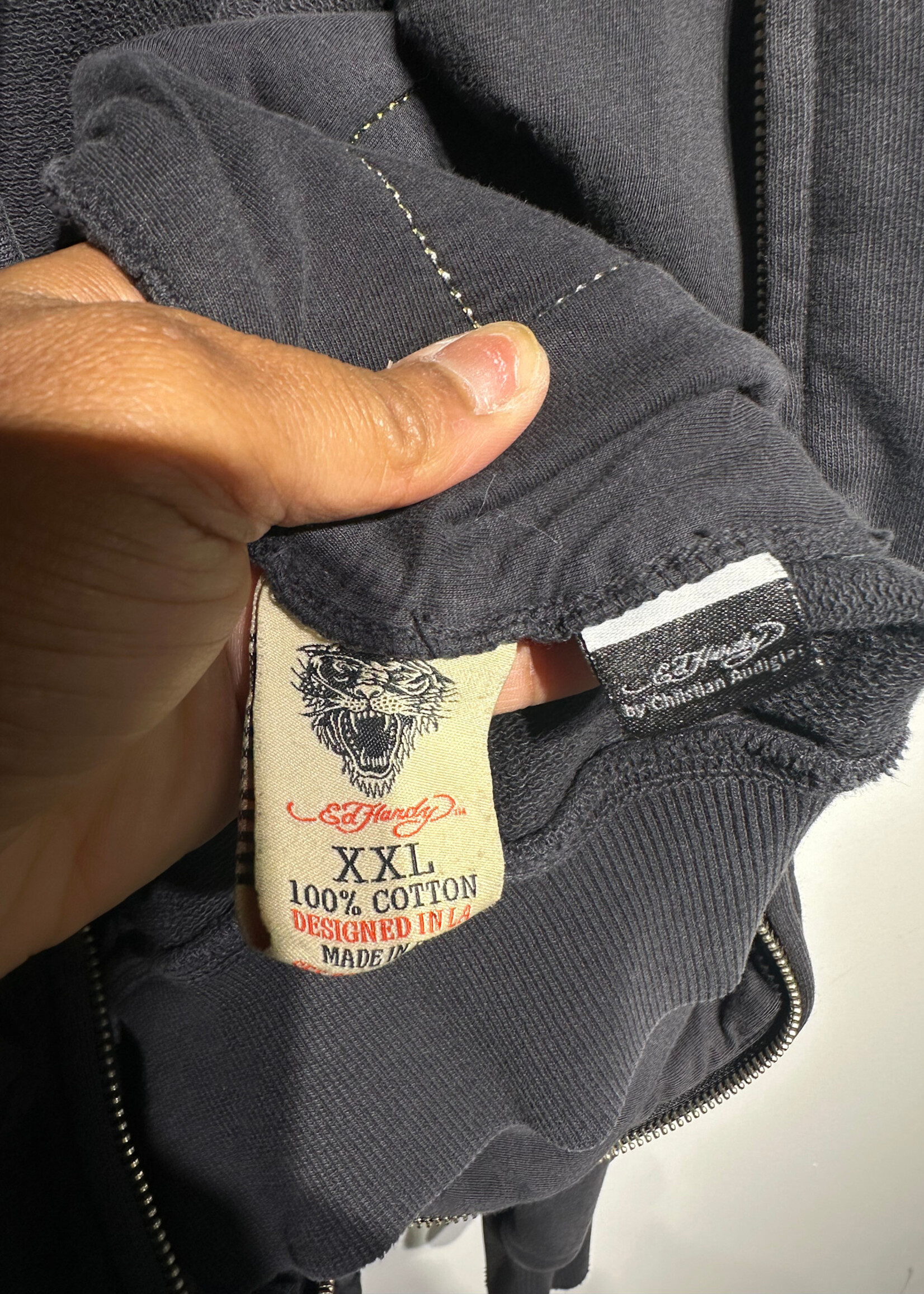 Ed Hardy Black Eagle Patch Zip Up Hoodie 2XL