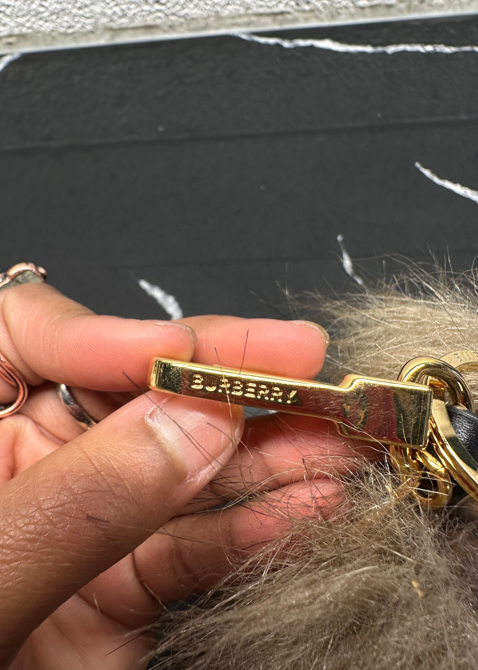 Burberry Fuzzy Keychain/ Bag Charm