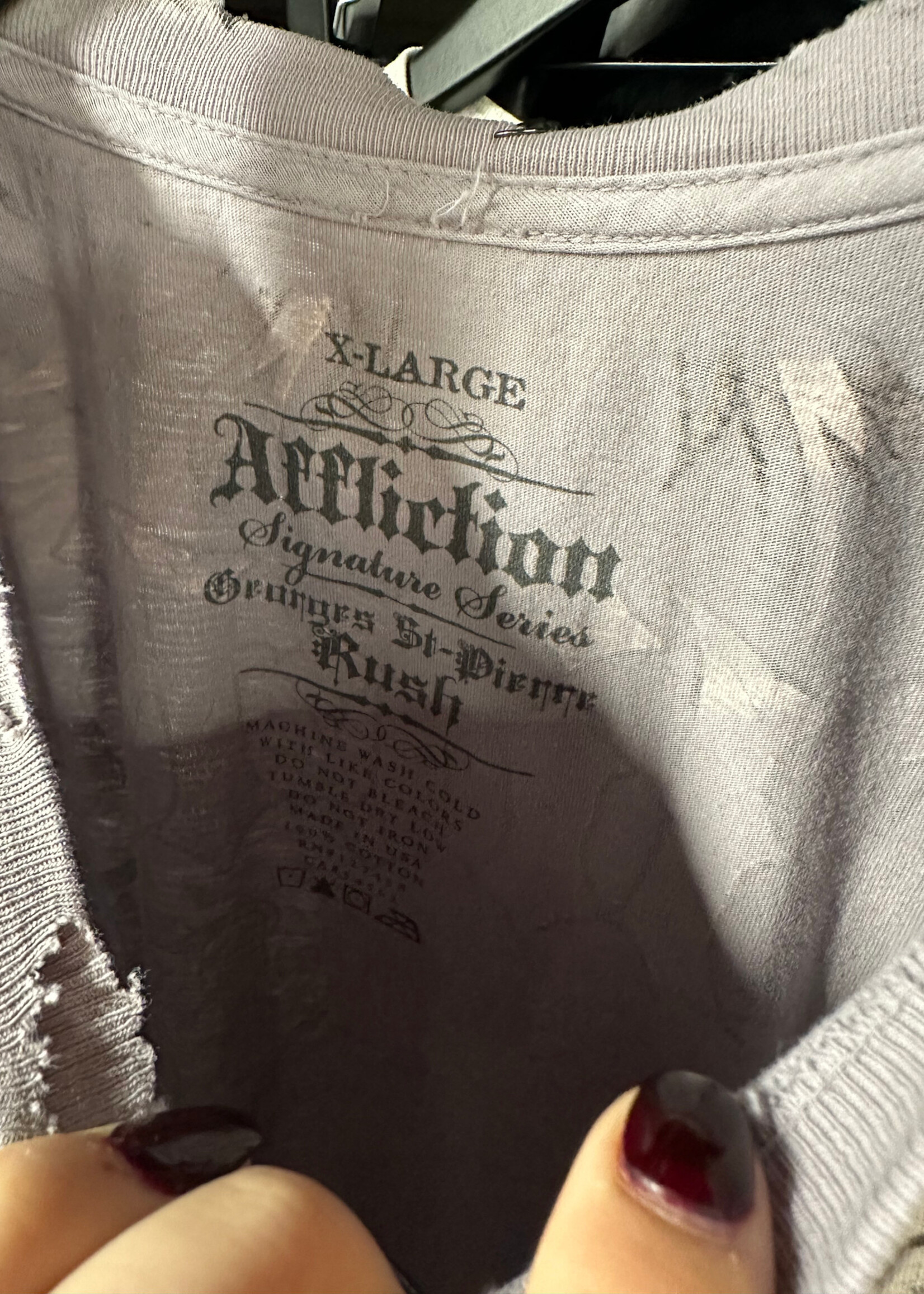 Affliction Grey Blue Tribal Cross AOP Tee XL
