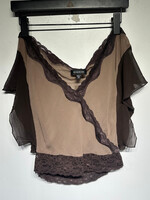 Bebe Brown Silk Blouse Fem XS