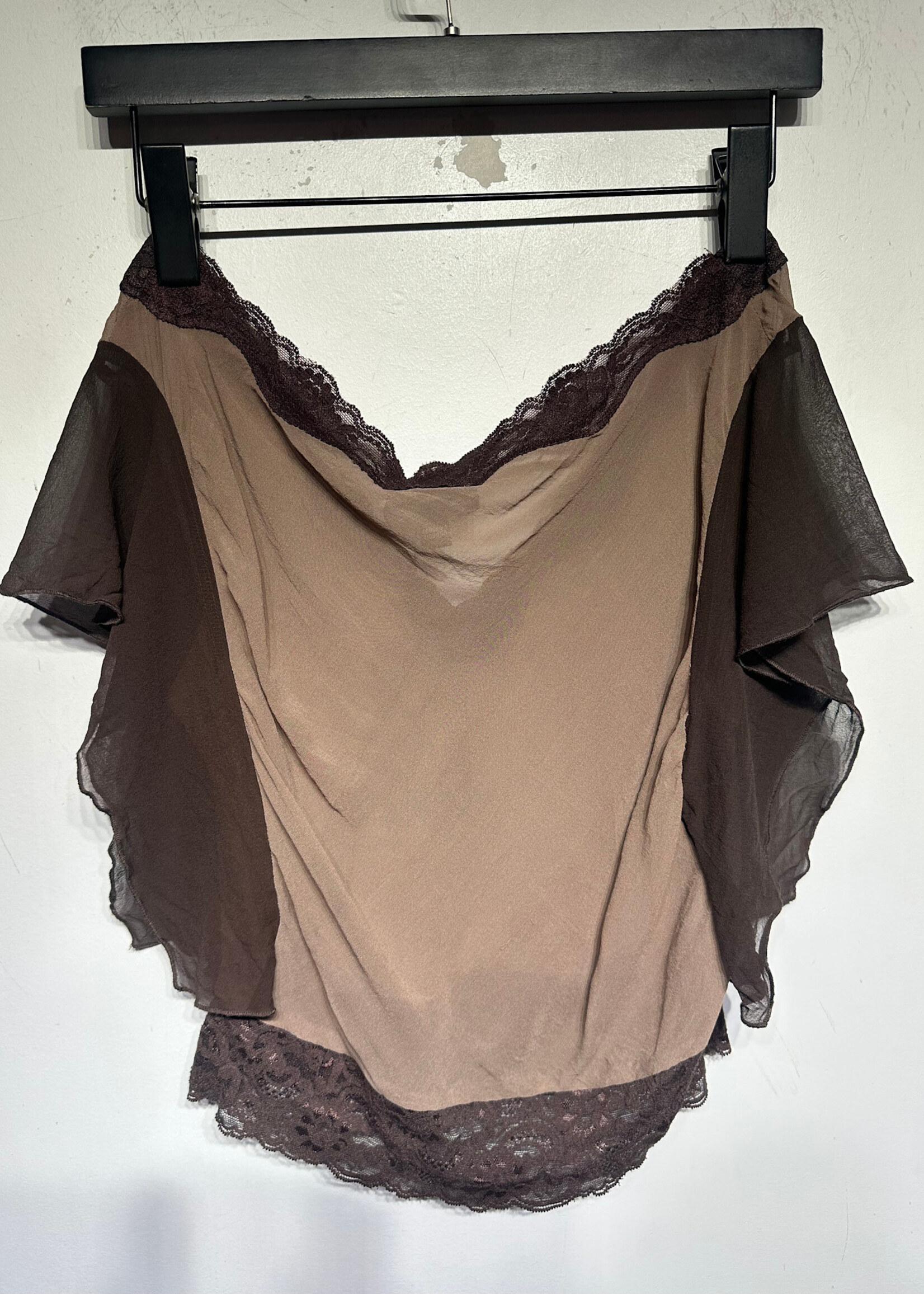 Bebe Brown Silk Blouse Fem XS