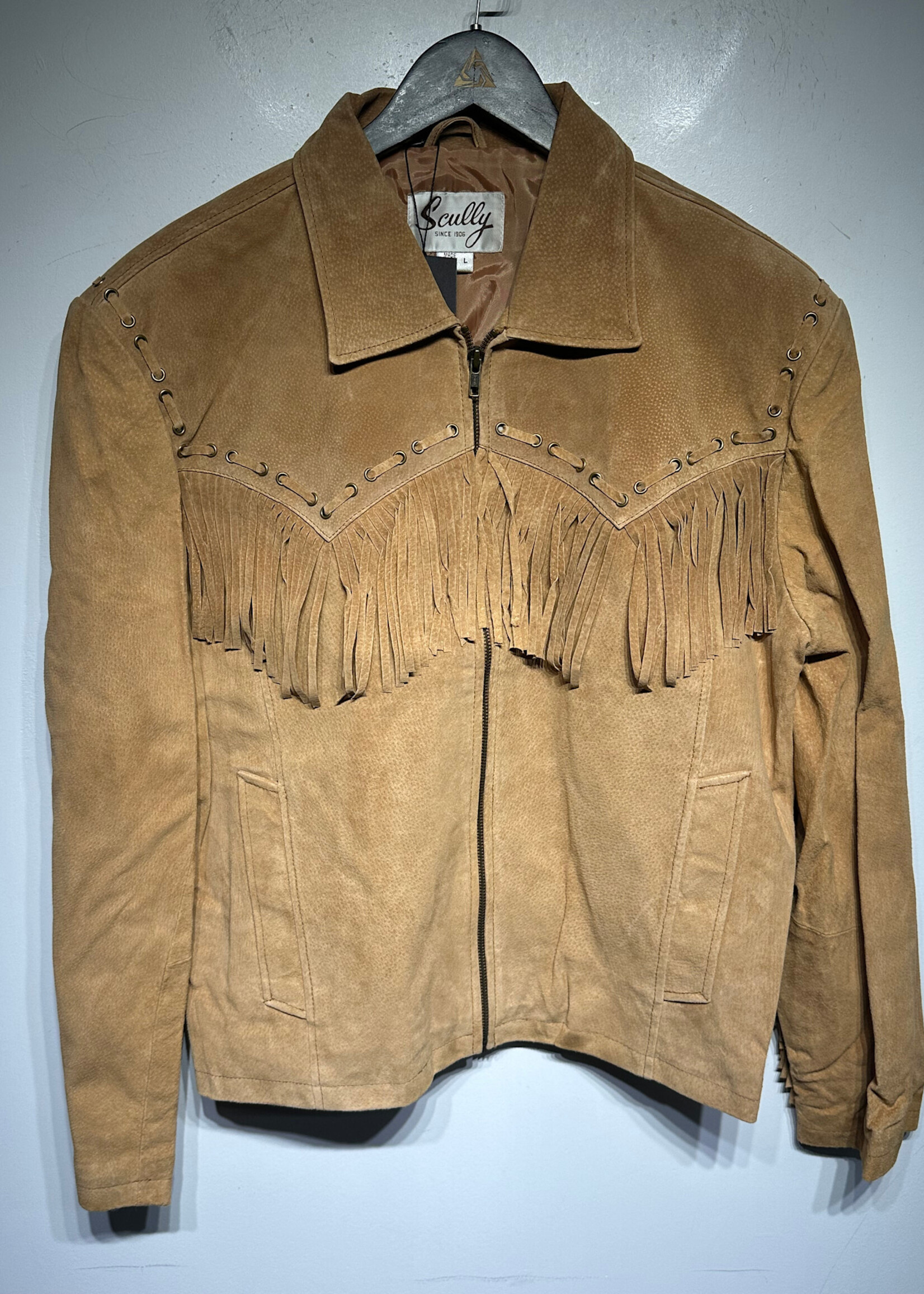 Scully Tan Suede Fringe Jacket L