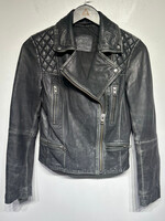 Allsaints Faded Black Leather Jacket S