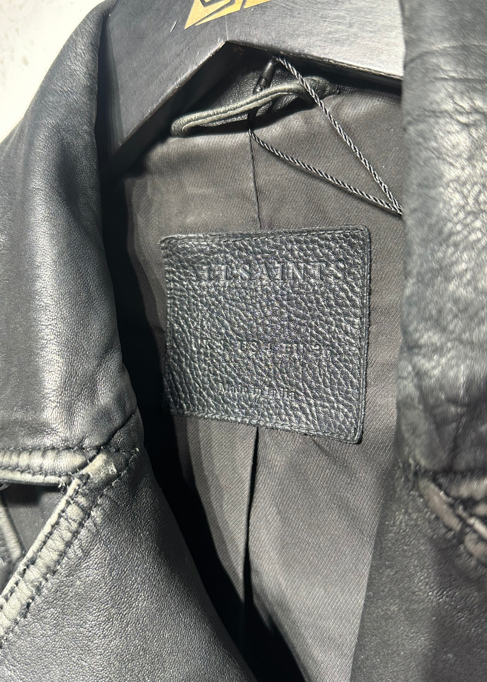 Allsaints Faded Black Leather Jacket S