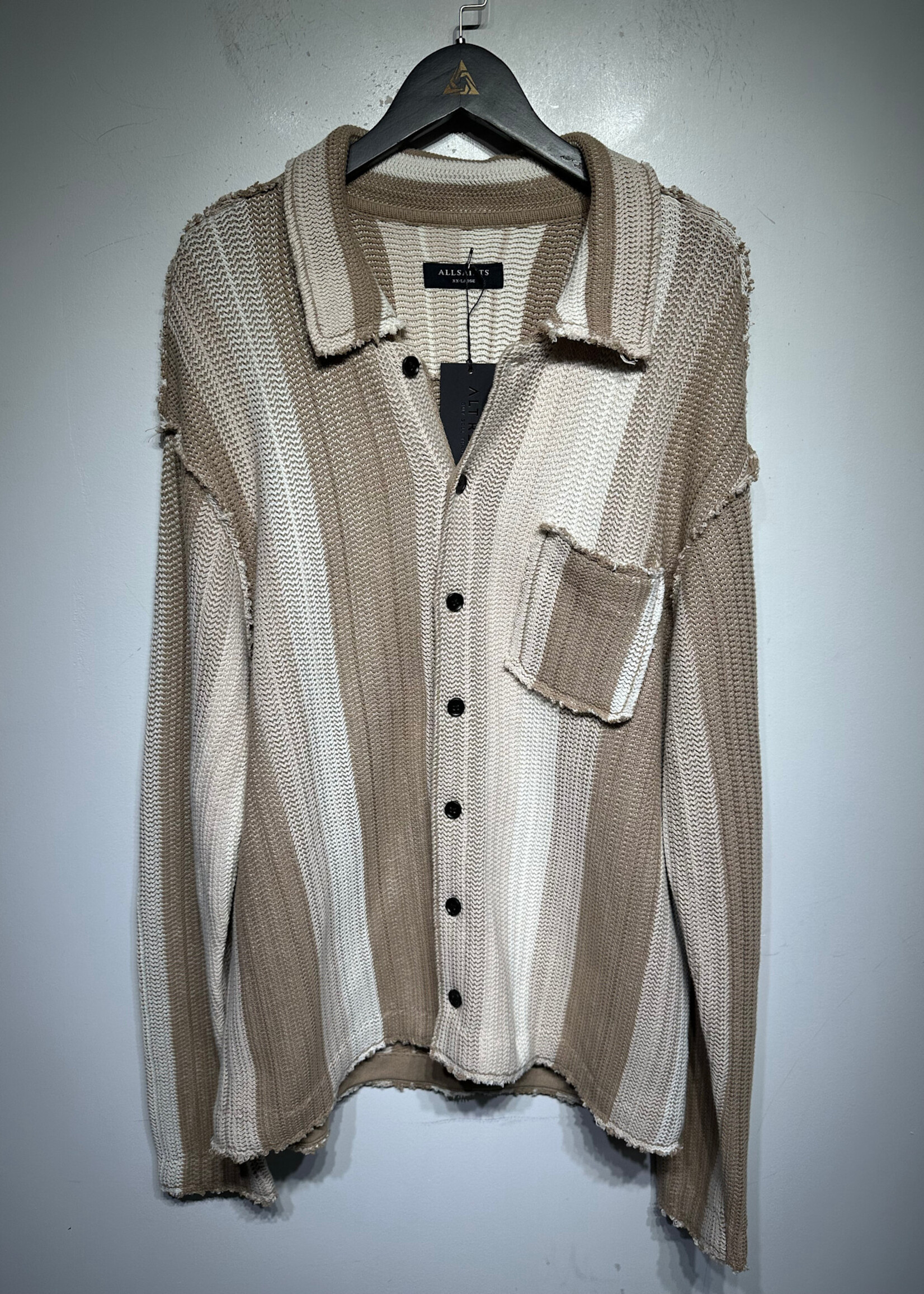 Allsaints Knit Brown Button Up Masc XXL