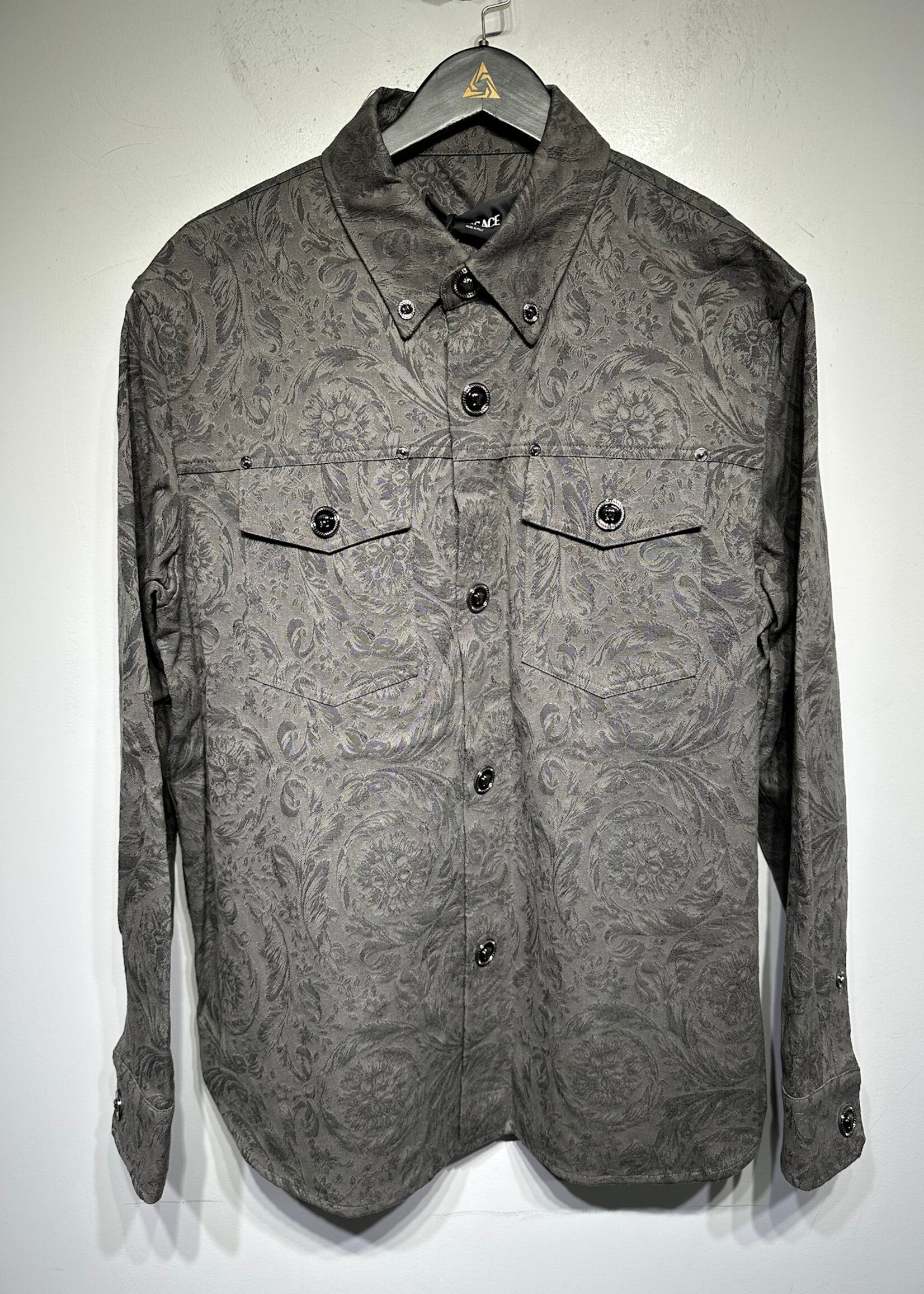 Versace Barocco Grey Jacquard Shirt Masc XL