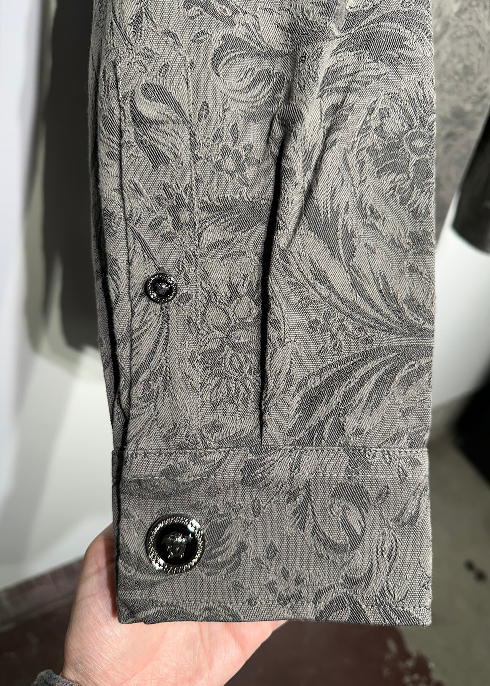 Versace Barocco Grey Jacquard Shirt Masc XL