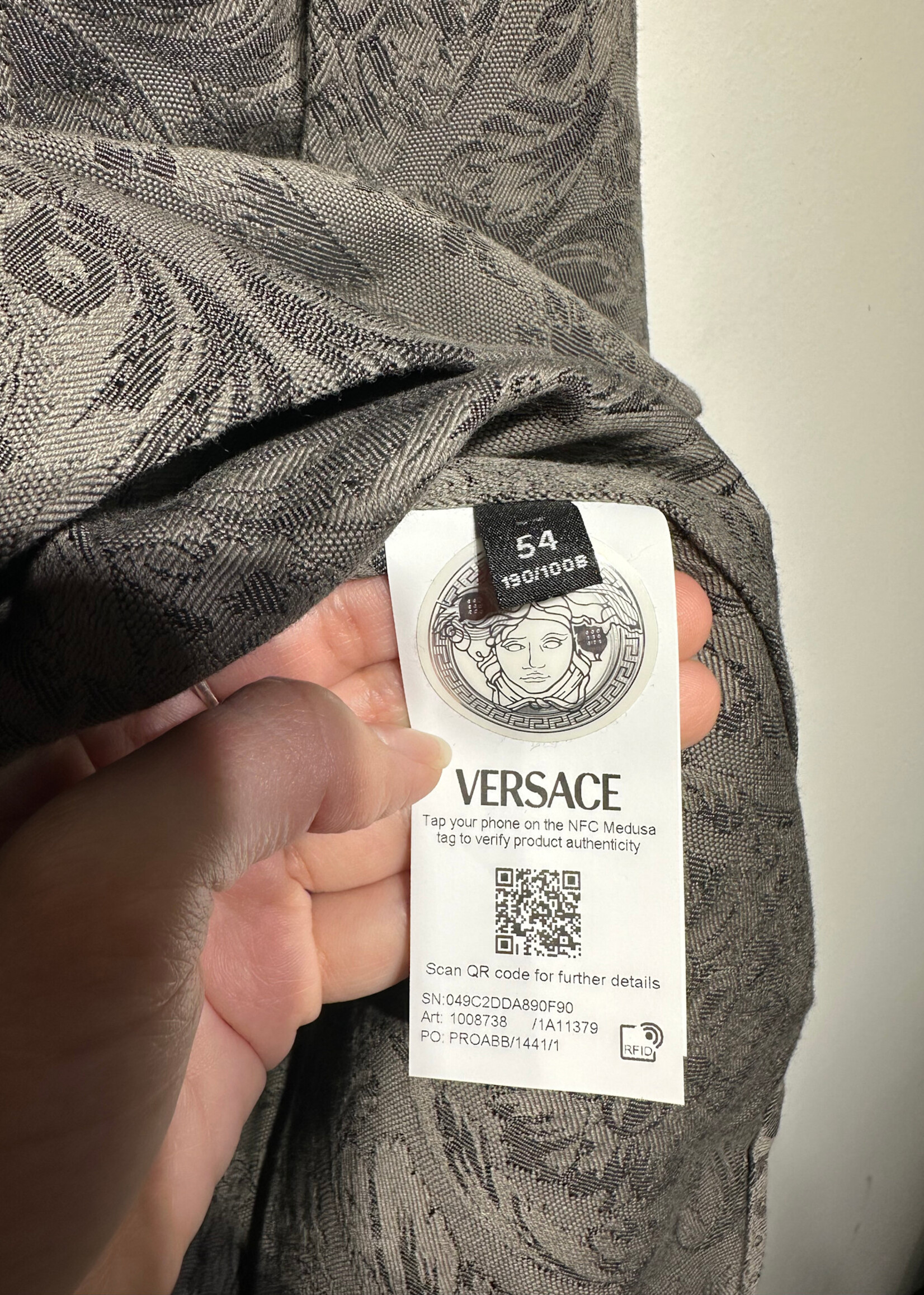 Versace Barocco Grey Jacquard Shirt Masc XL