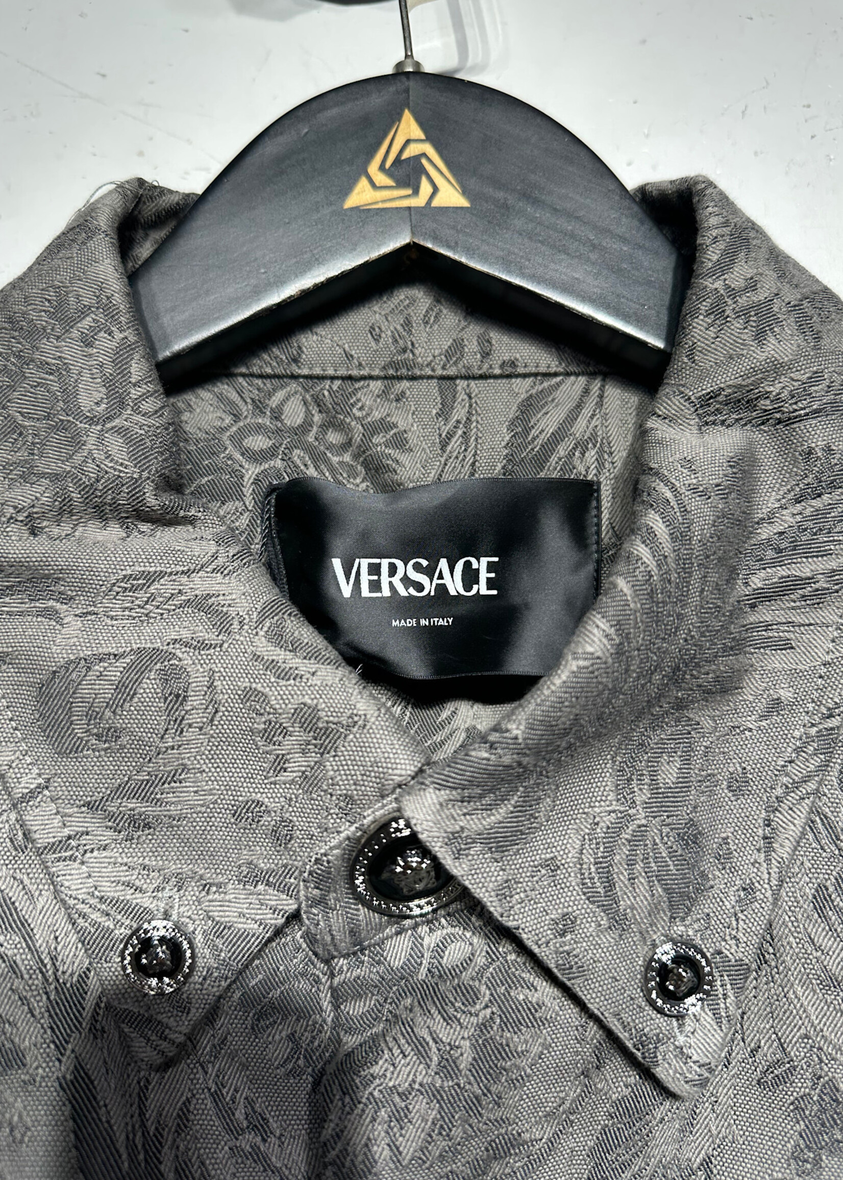 Versace Barocco Grey Jacquard Shirt Masc XL