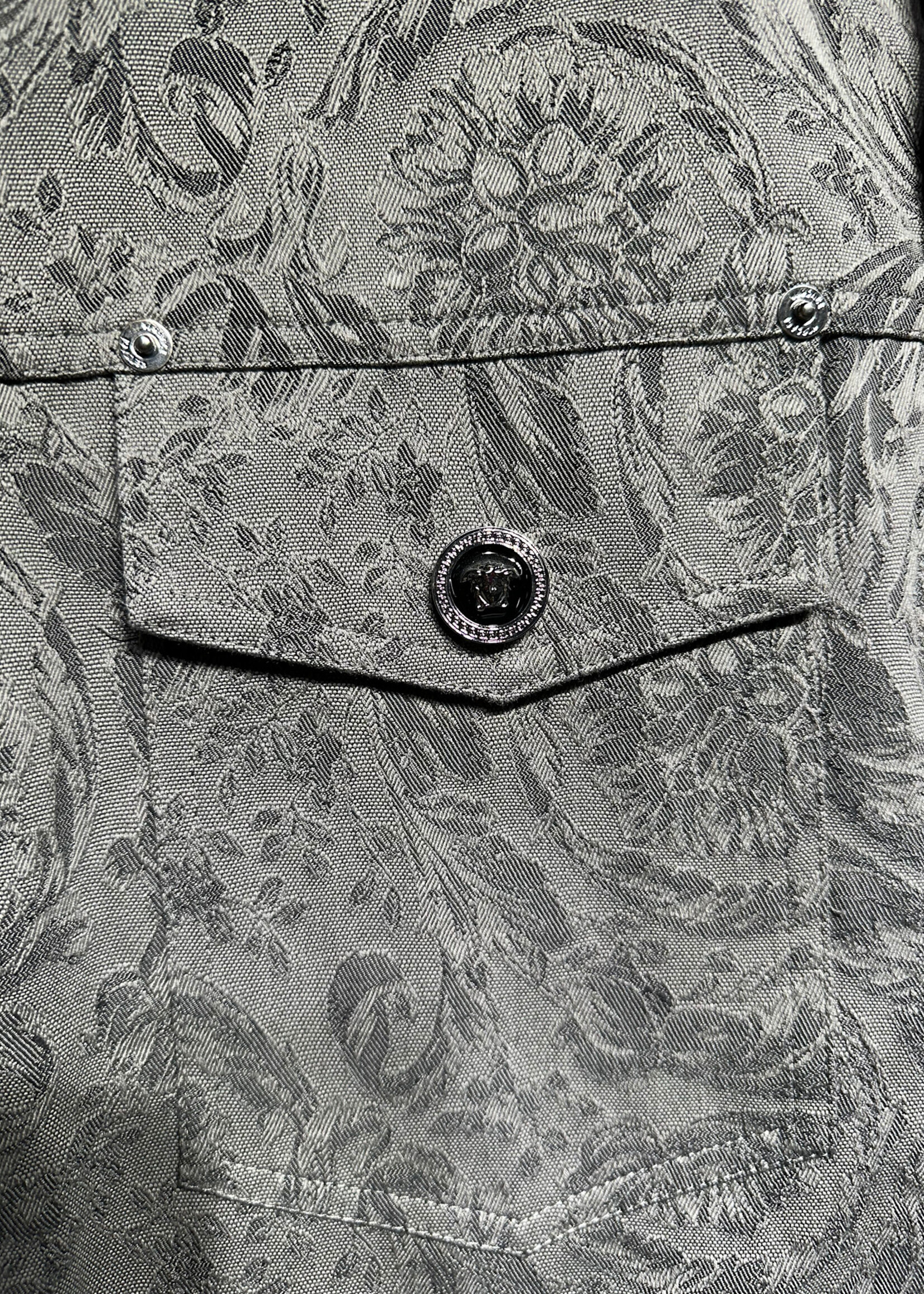 Versace Barocco Grey Jacquard Shirt Masc XL