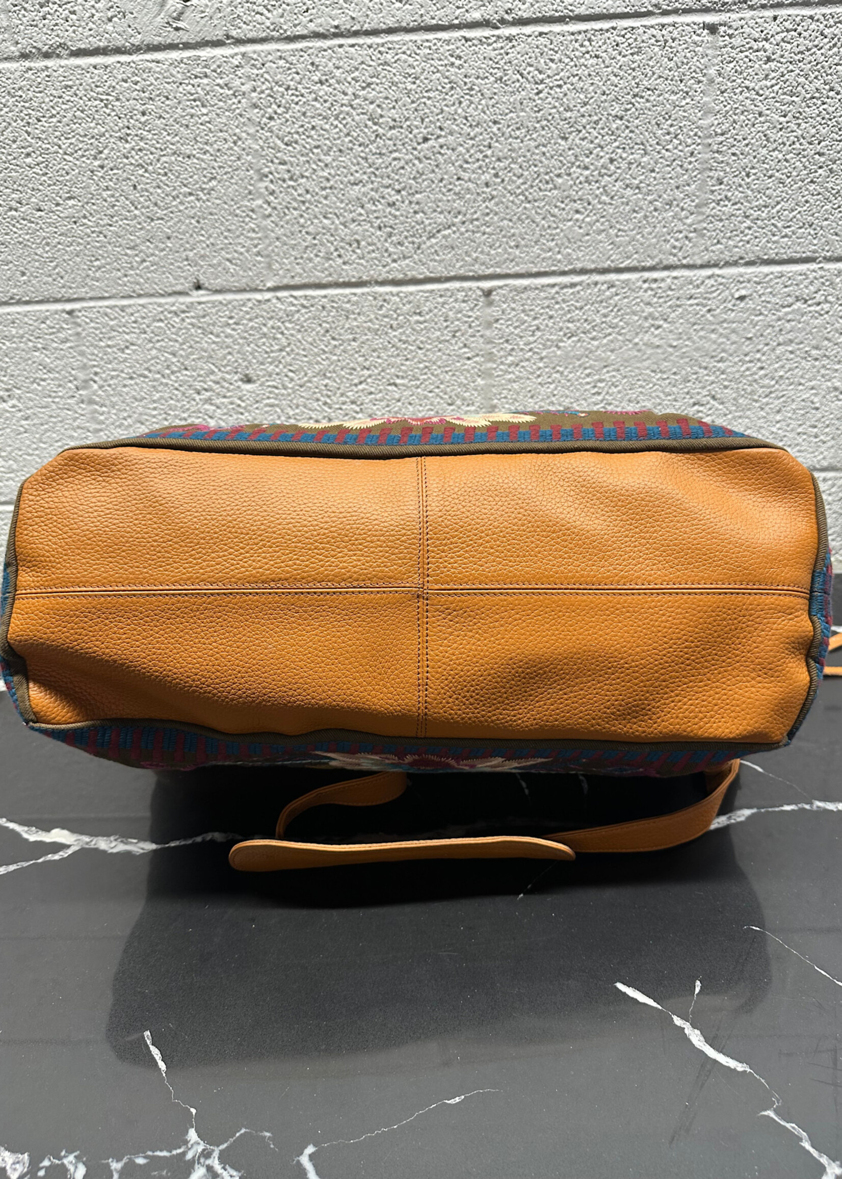 Johnny Was Brown Embroidered Overnight Bag OS
