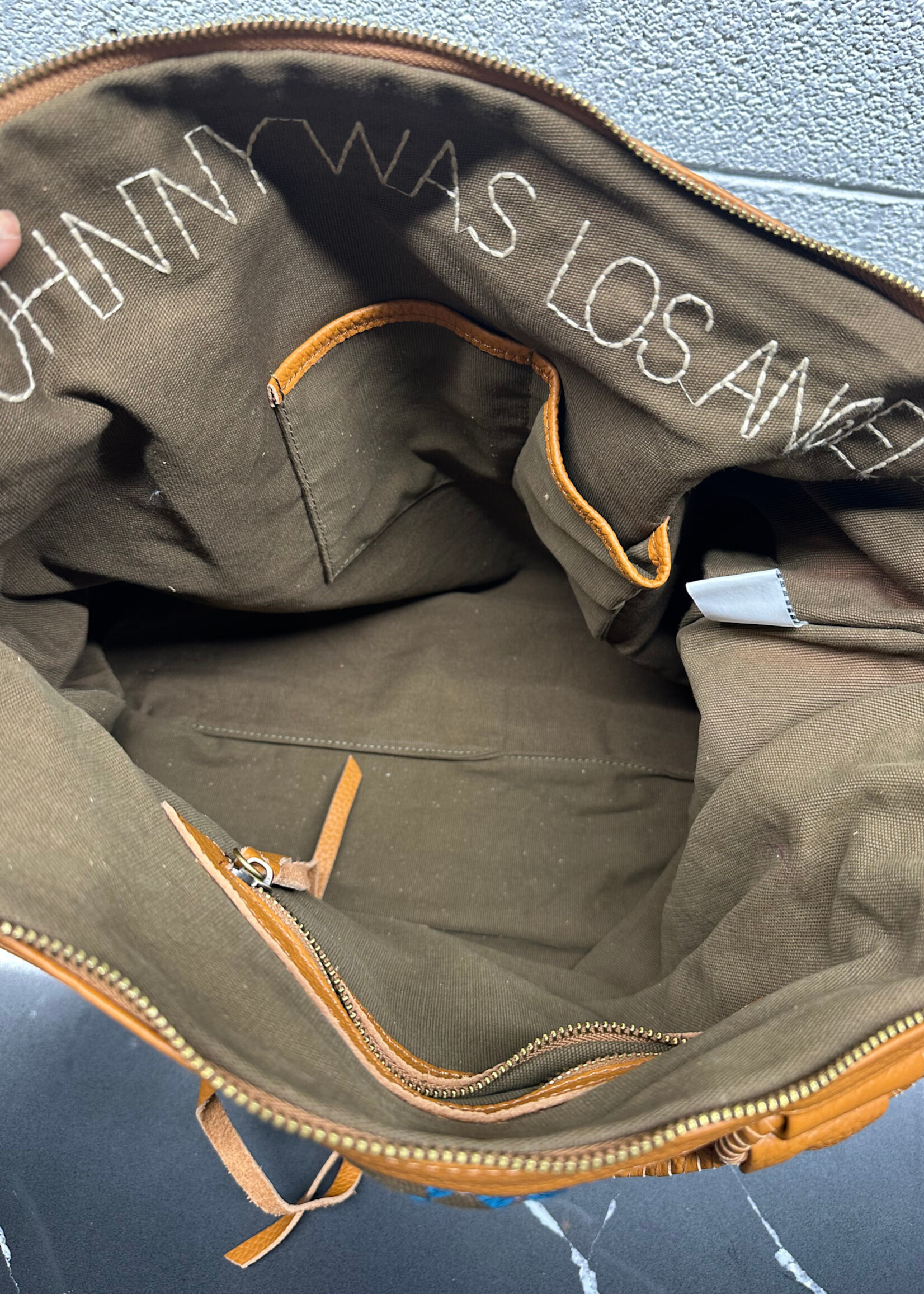 Johnny Was Brown Embroidered Overnight Bag OS
