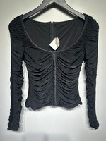 TADASHI BLACK SRUNCH LS TOP S