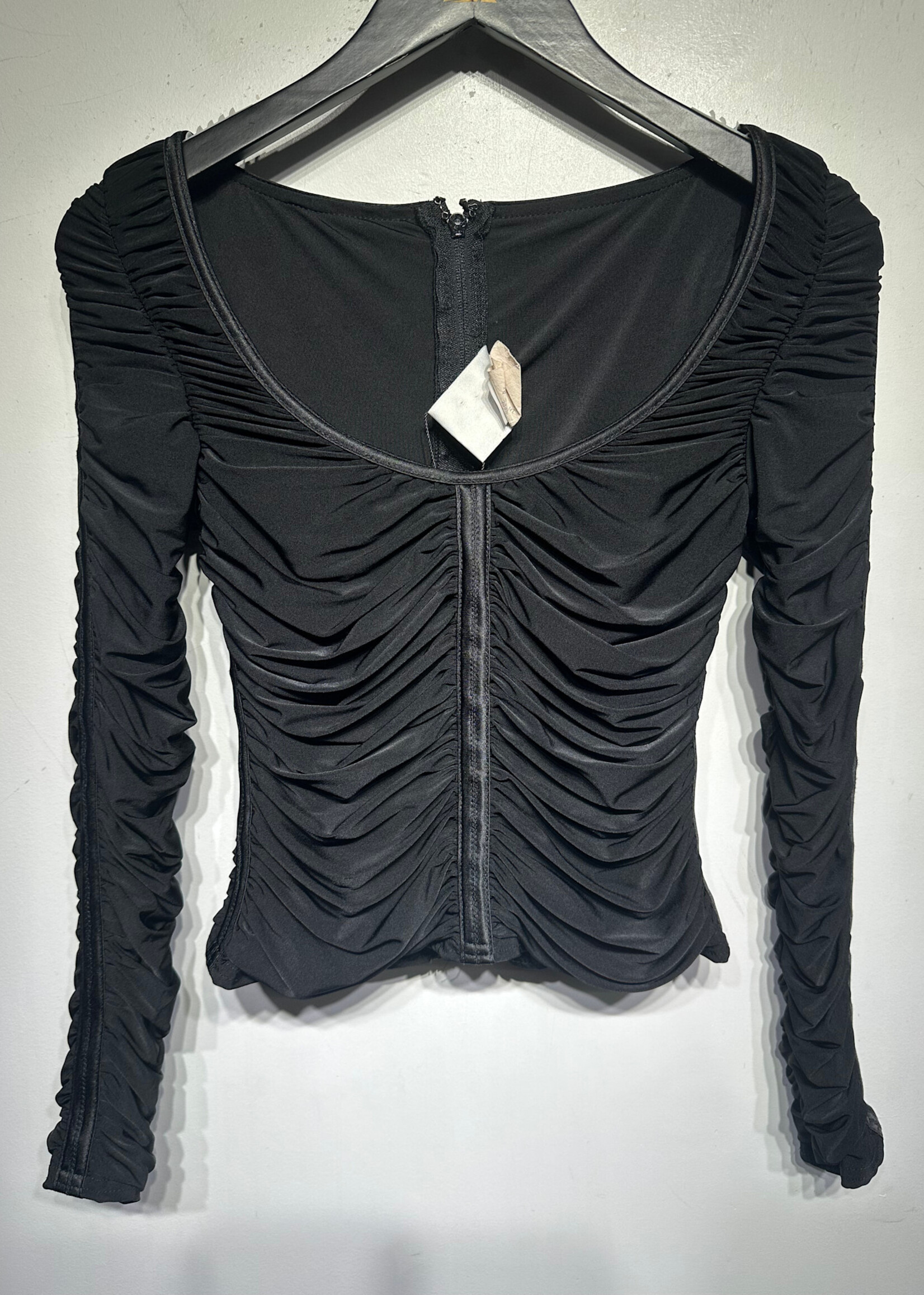 TADASHI BLACK SRUNCH LS TOP S