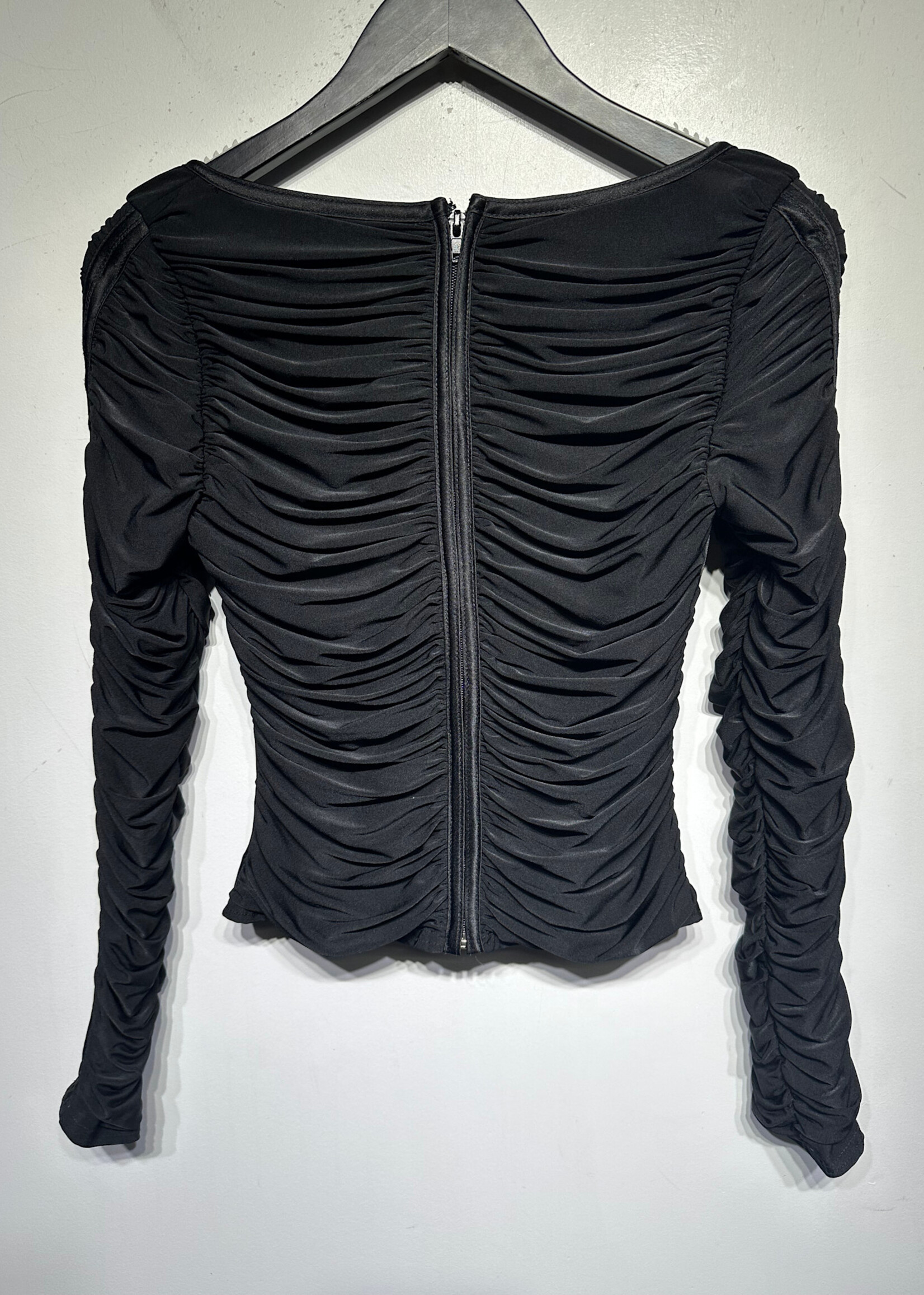 TADASHI BLACK SRUNCH LS TOP S