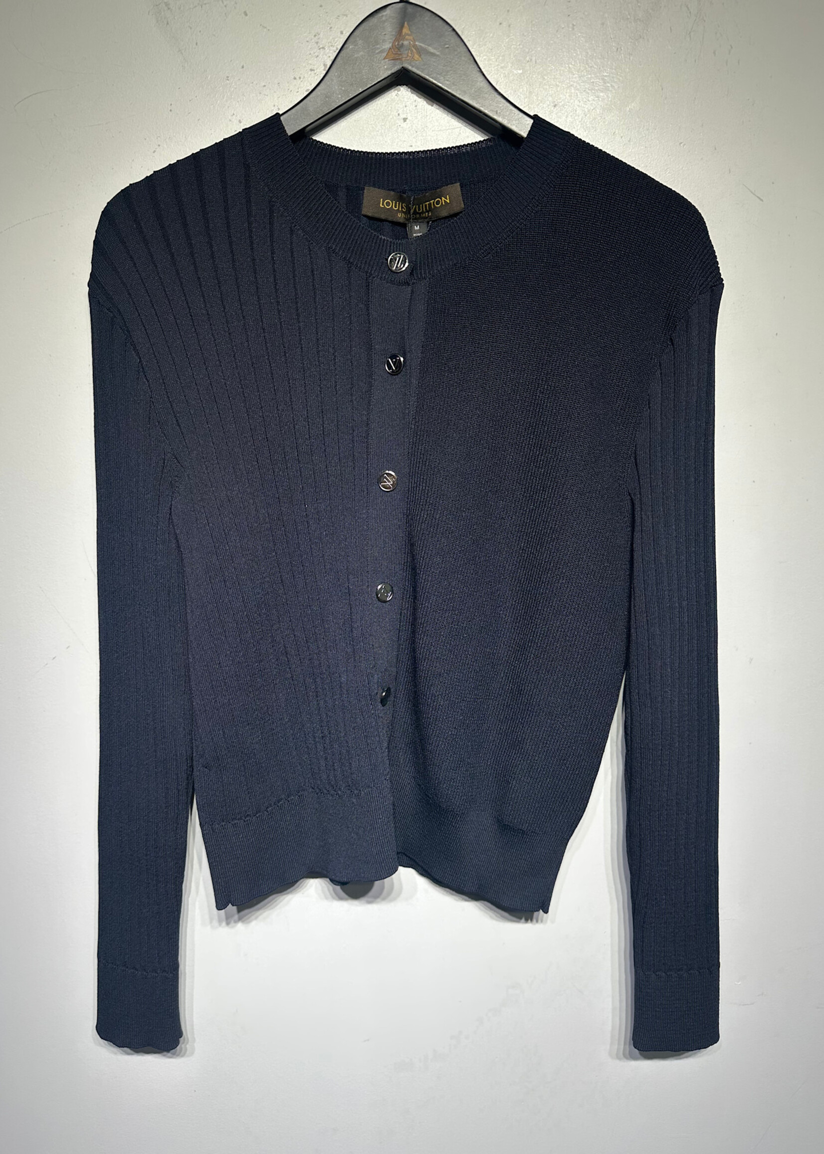 LOUIS VUITTON NAVY RIBBED CARDIGAN M