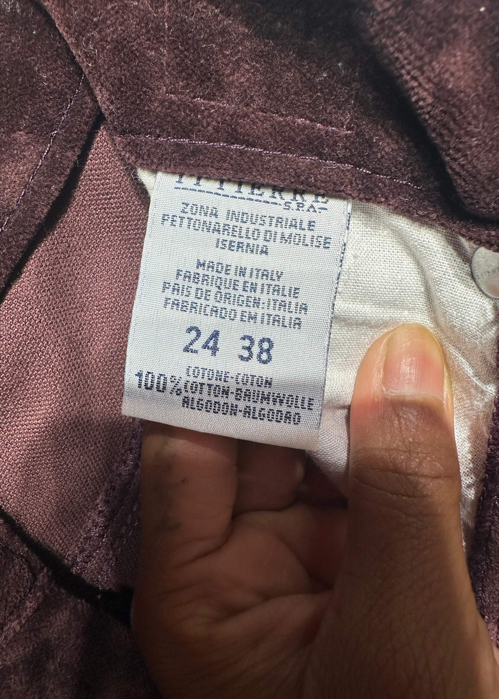 VERSACE MAROON VELVET STRAIGHT LEG PANT 22