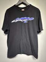 Supreme Black Blue Flame Logo Tee L