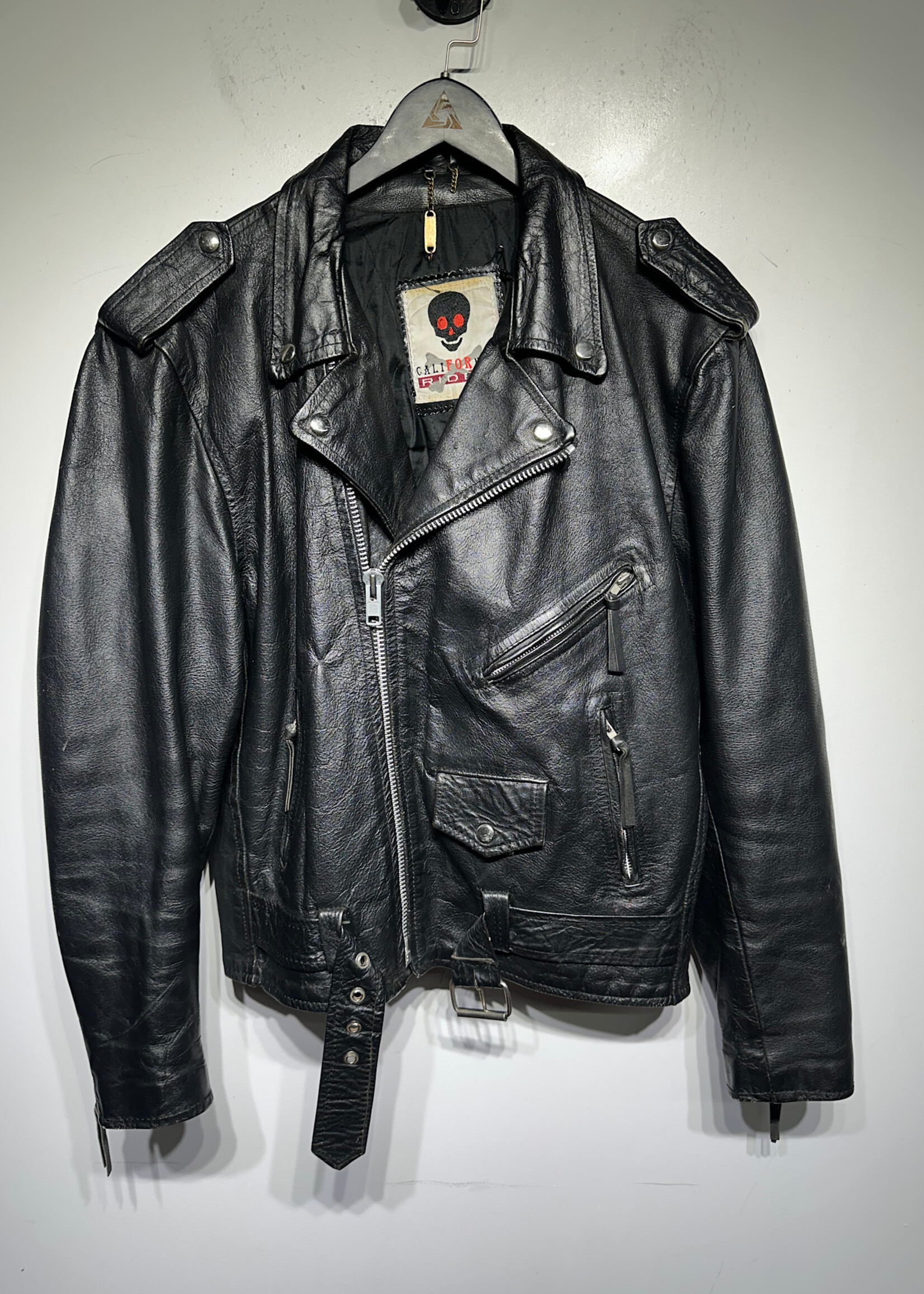 California Rider Black Leather Moto Jacket XL