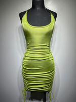 I AM GIA GREEN SCRUNCH HALTER DRESS M
