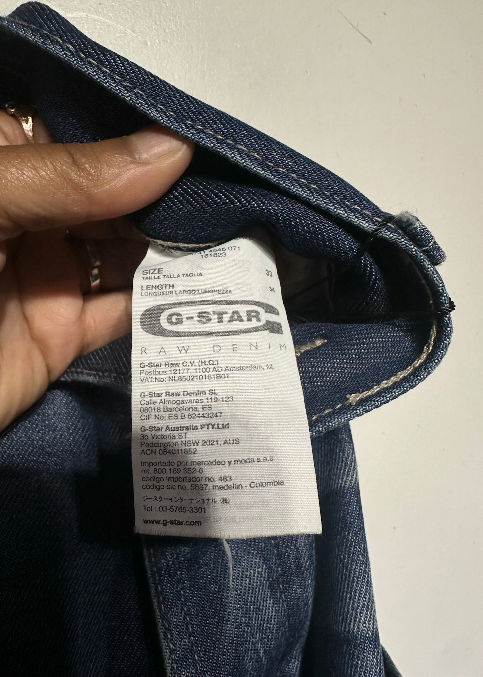 G-Star Dark Wash Paneled Mid Wash Jeans Masc 33