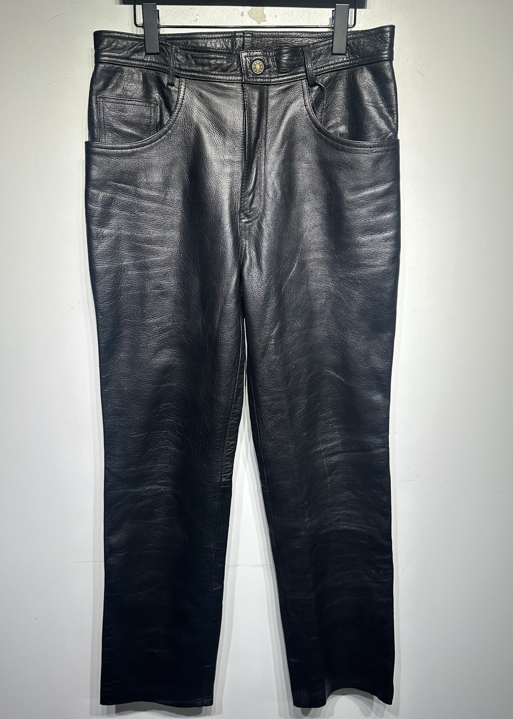 Xelement Black Leather Straight Leg Pants 32 Masc
