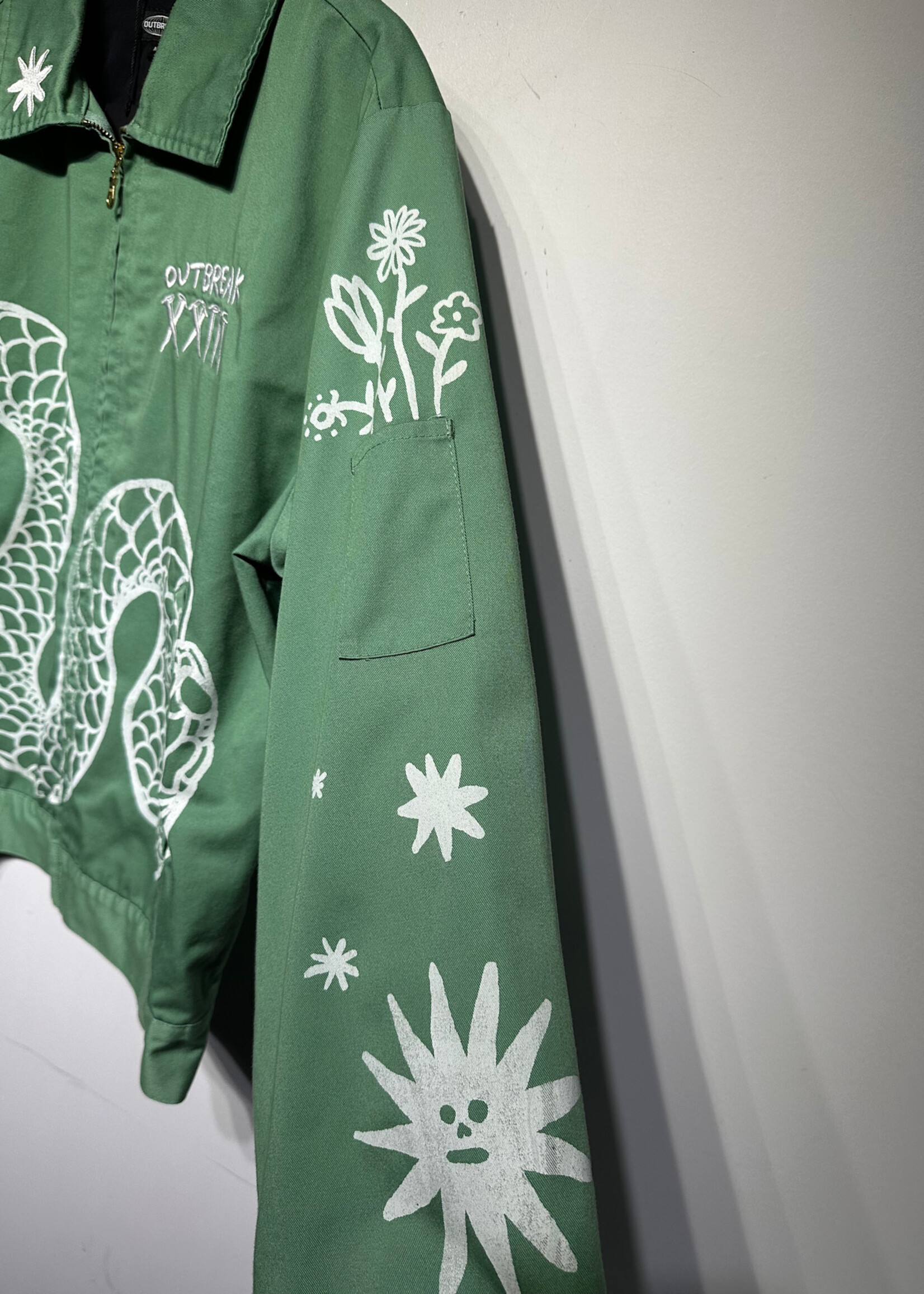 Outbreak Green Embroidered Work Jacket M
