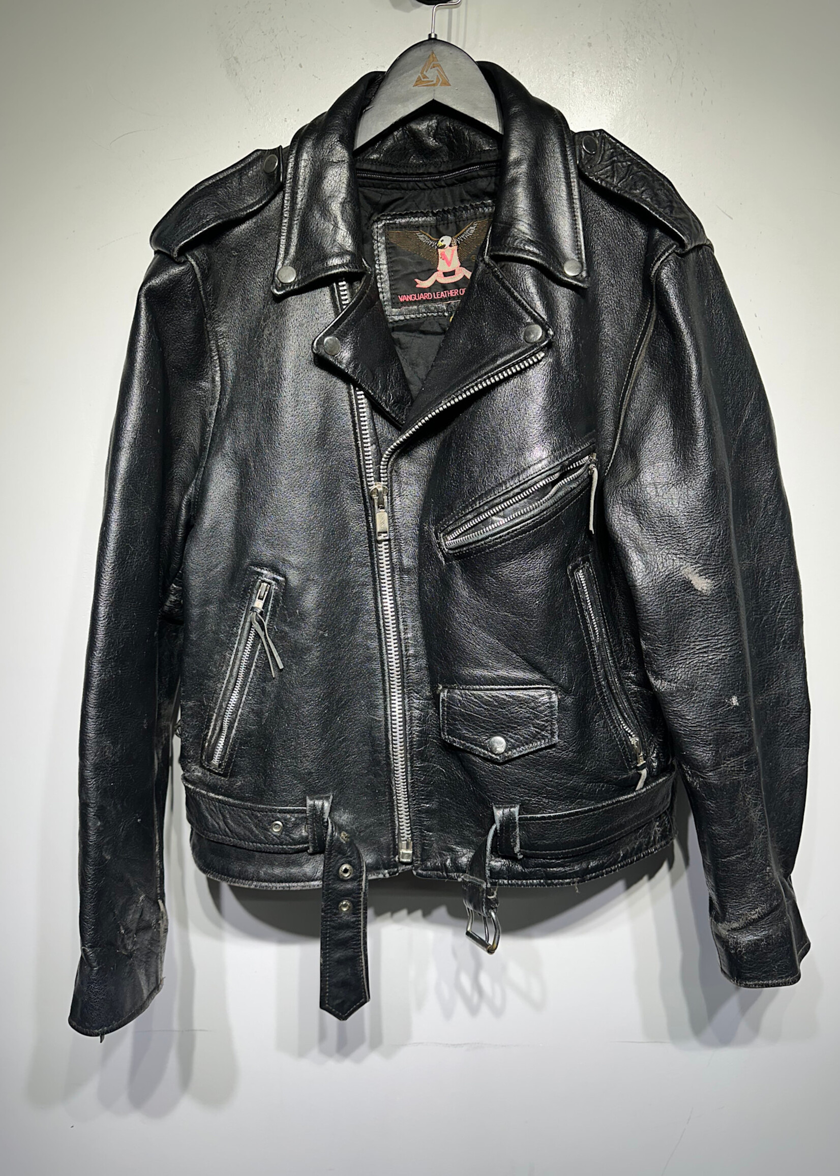 Vanguard Leather Biker Jacket Masc L