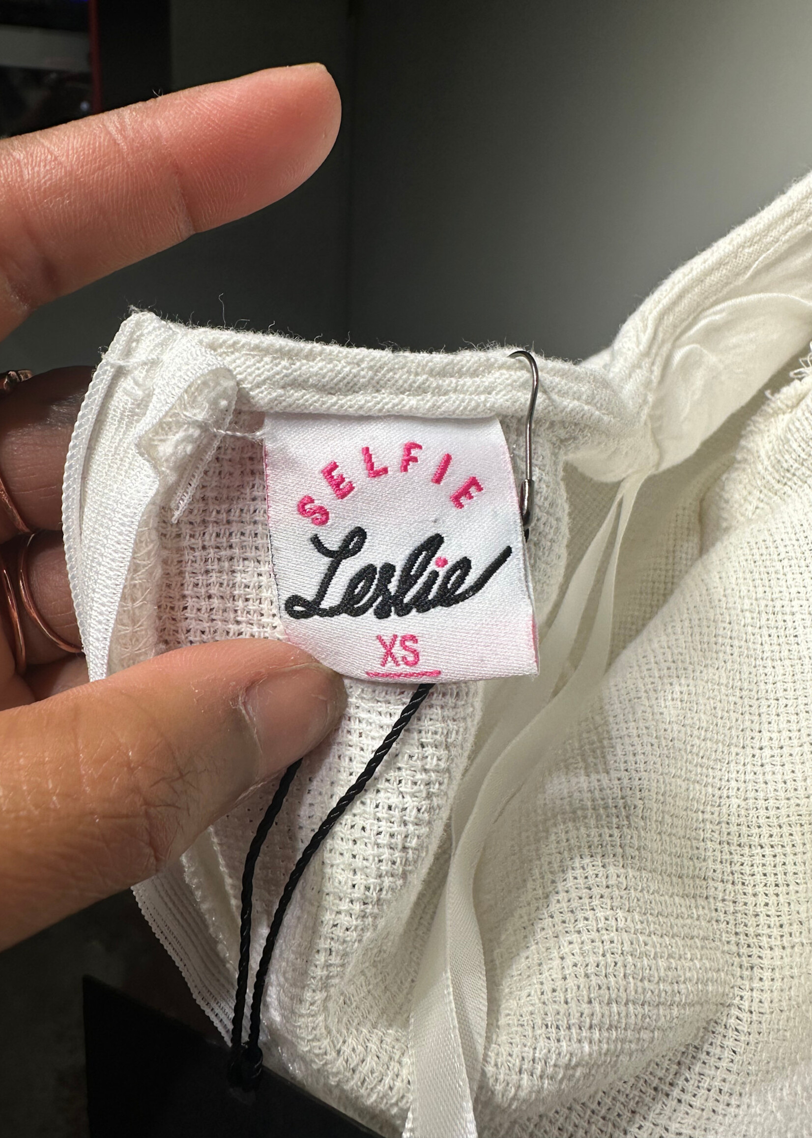 Selfie Leslie White Ruffle Hem Dress XS