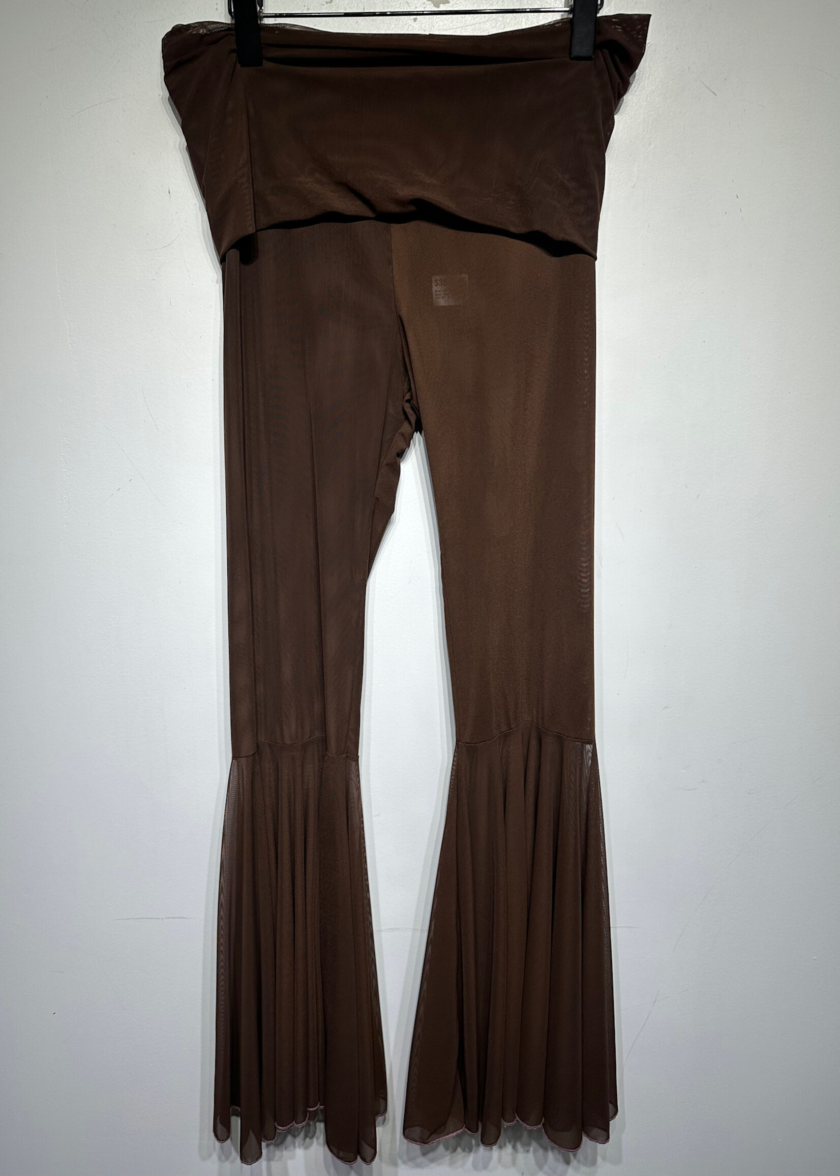 Weed Shit Brown Mesh Flare Pants Fem 30-32