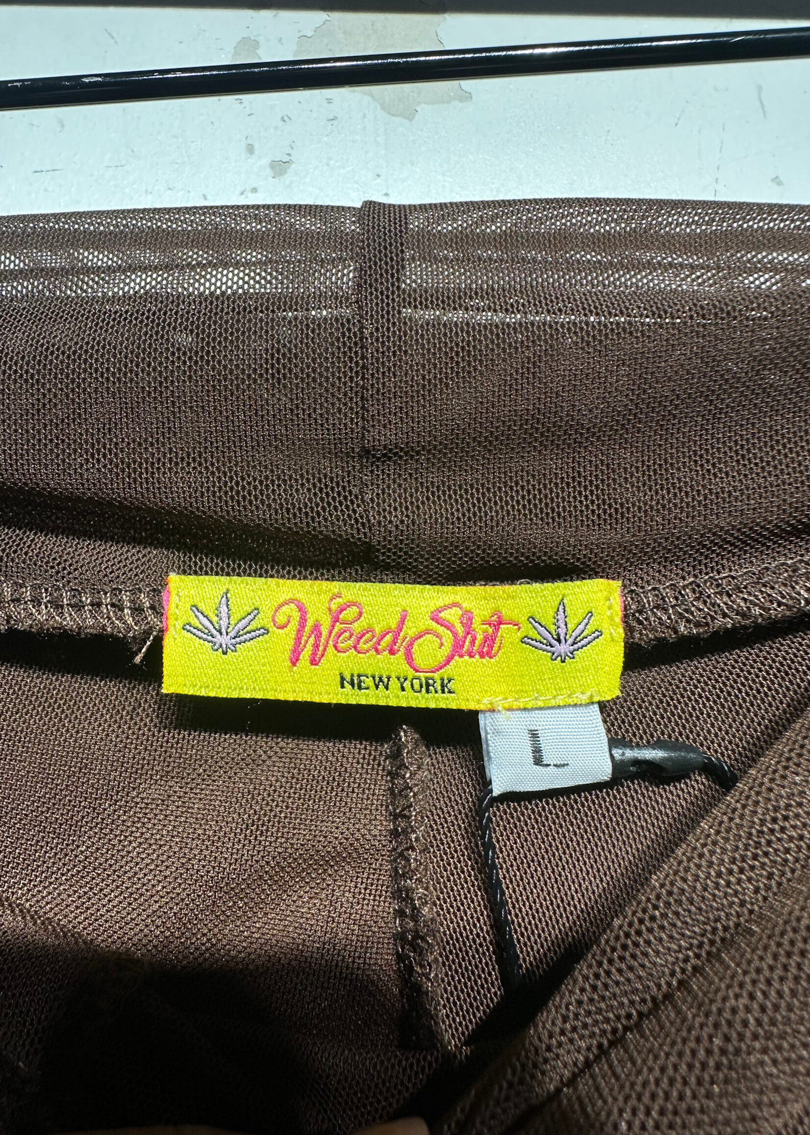 Weed Shit Brown Mesh Flare Pants Fem 30-32