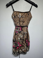 Free People Beige Pink Black Sequin Dress XS