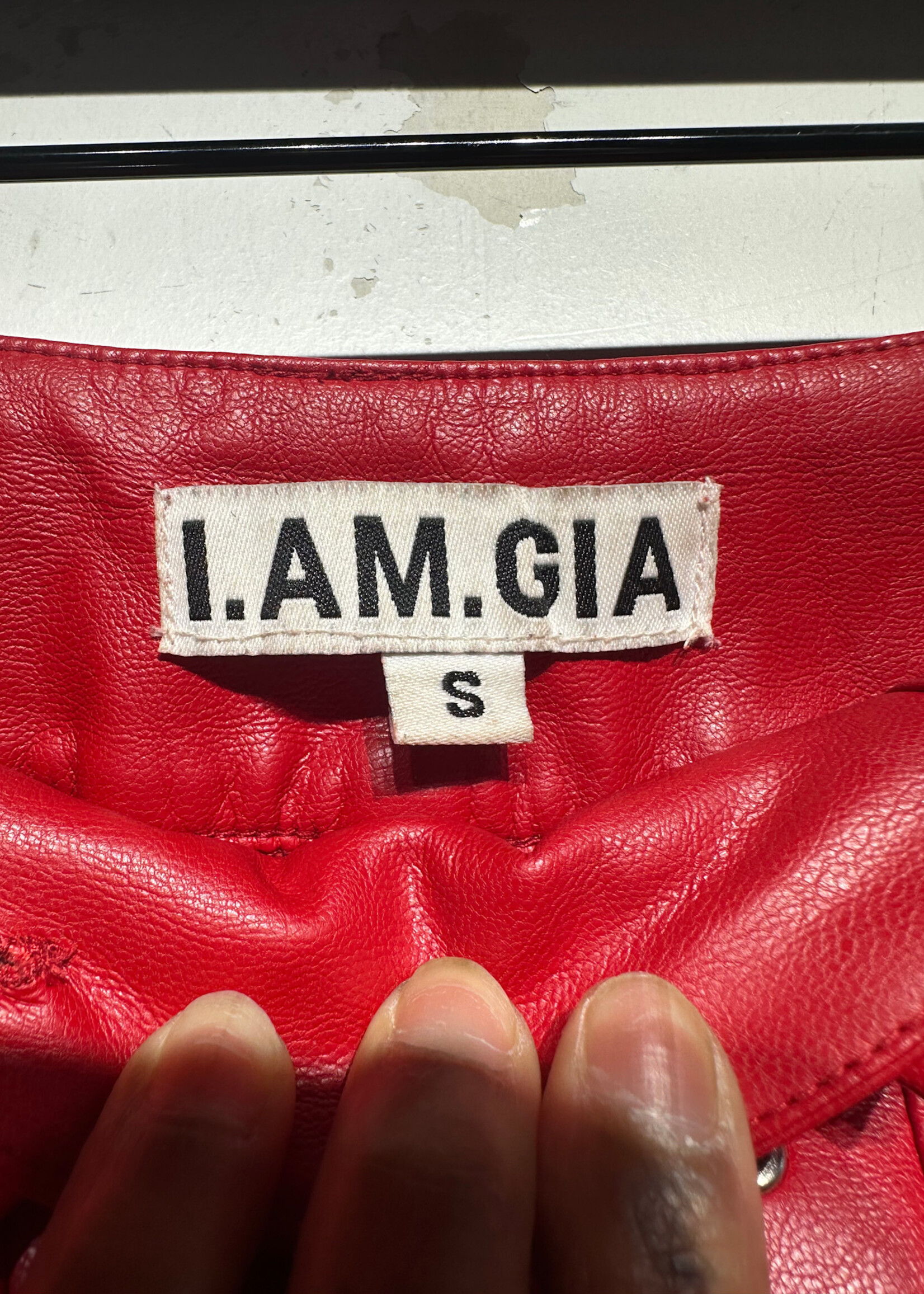I Am Gia Red Faux Leather Lace Front Pants 26