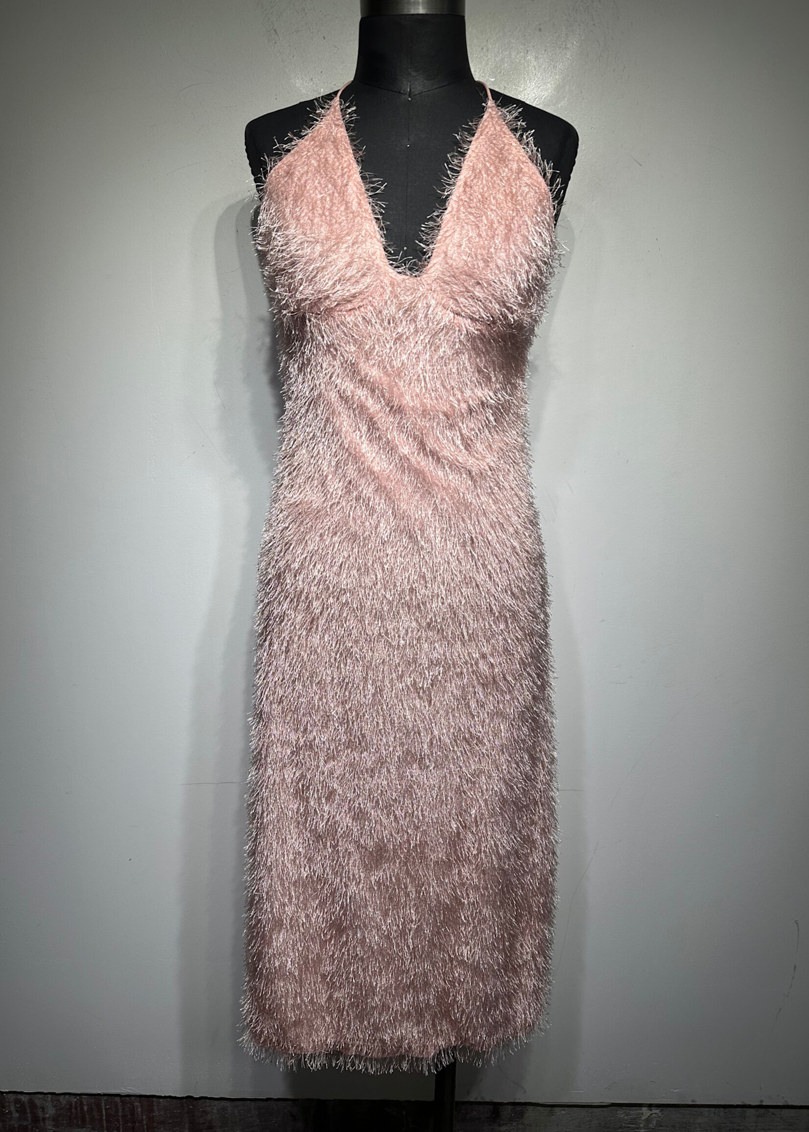 Tophsop Pink Fuzzy Tank Dress XS