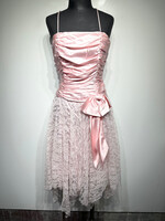 Diamond's Run Pink Ruched Lace Bottom Dress M