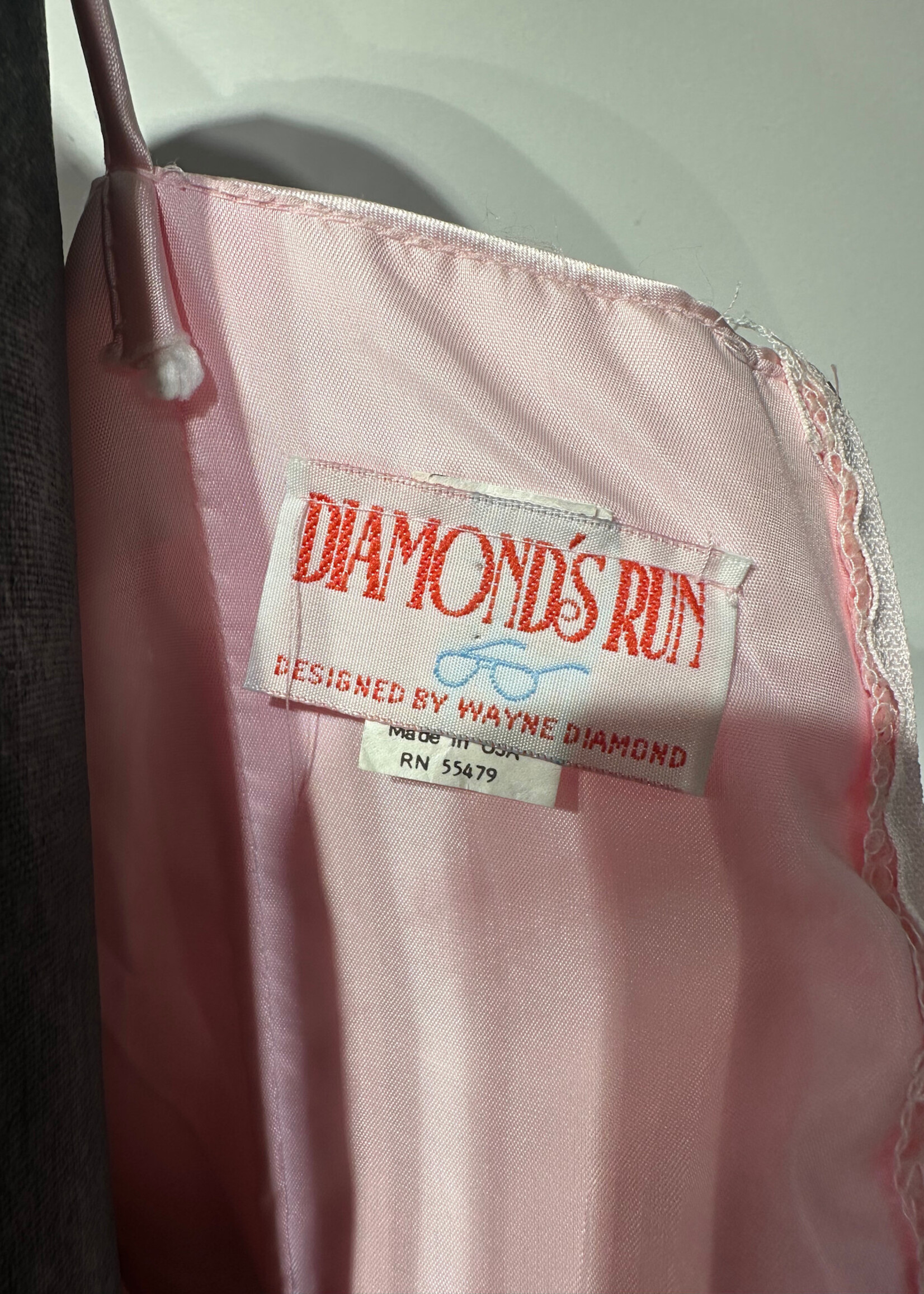 Diamond's Run Pink Ruched Lace Bottom Dress M