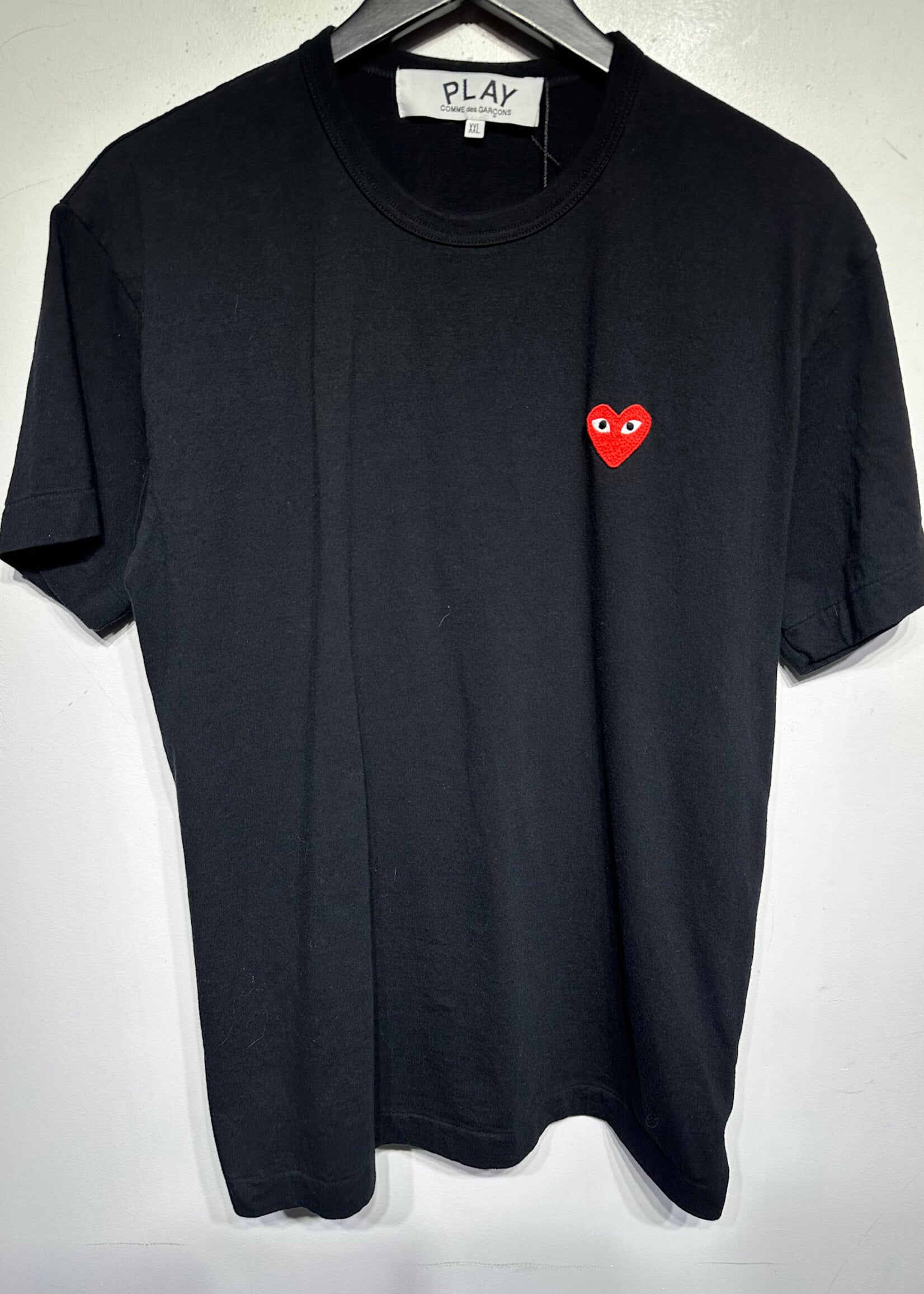 CDG Play Black Red Mini Heart Emboridered Tee XXL