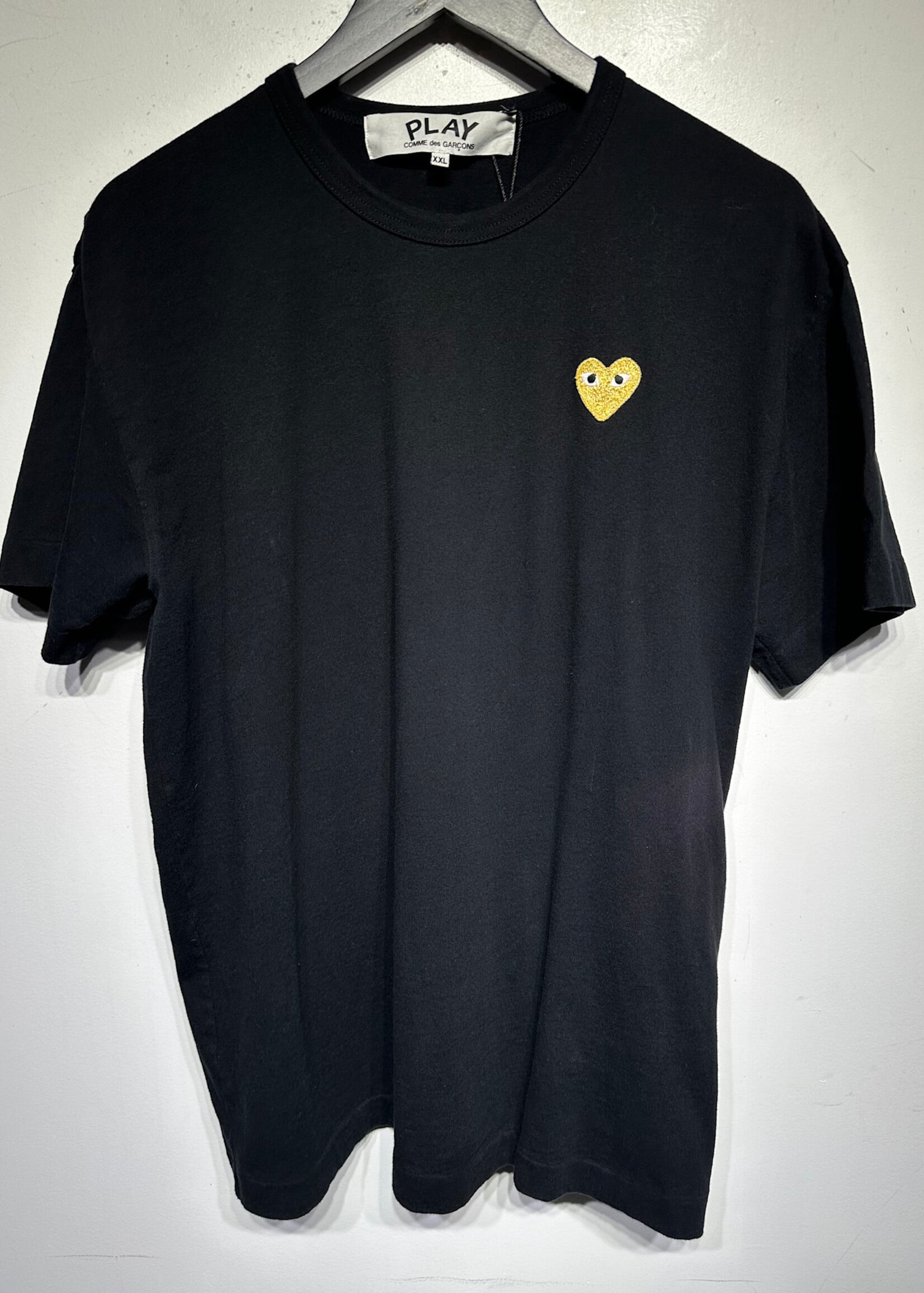 CDG Play Black Gold Mini Heart Emboridered Tee XXL