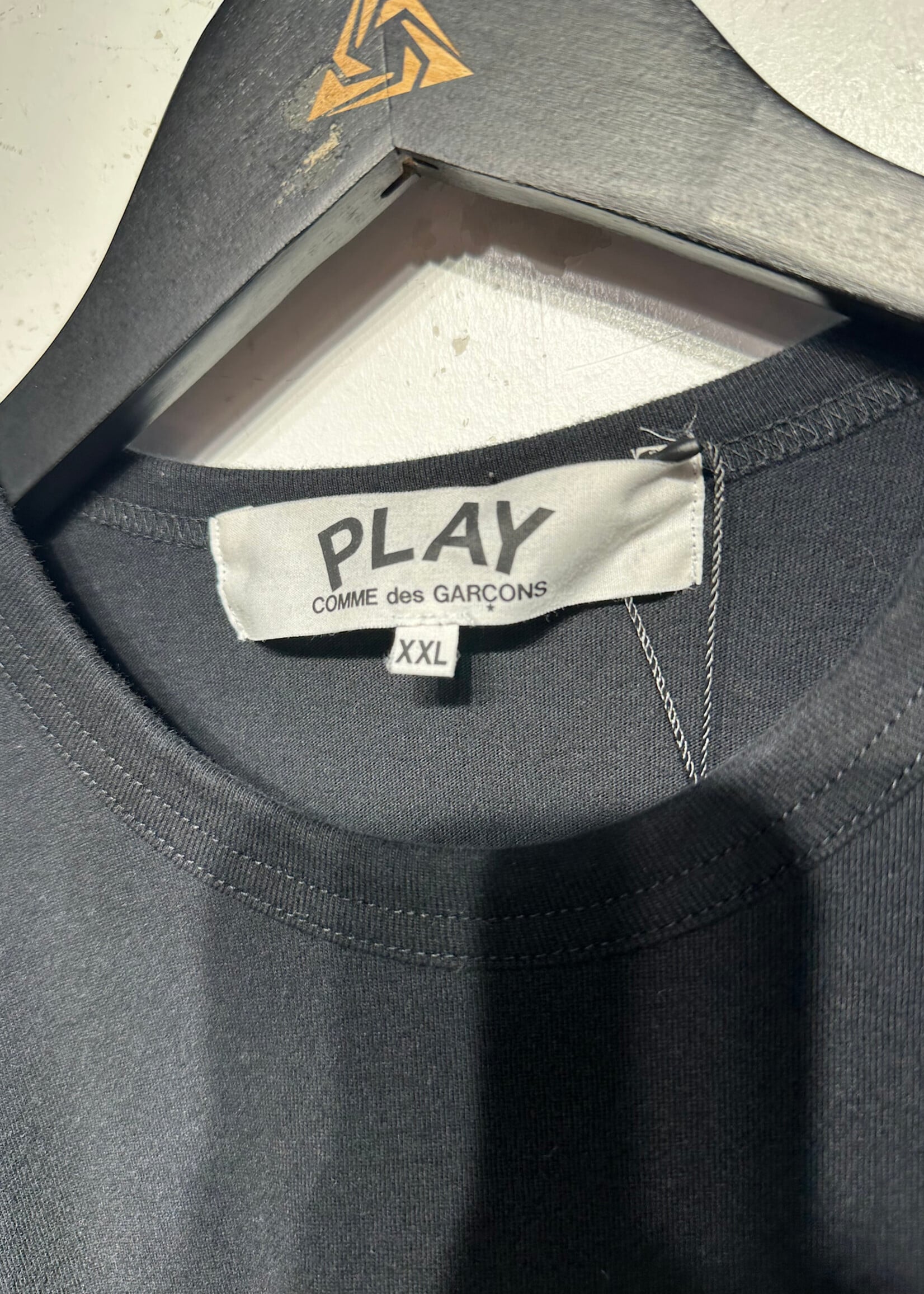 CDG Play Black Gold Mini Heart Emboridered Tee XXL