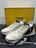 Fendi Flow White Mid Top Sneakers 8 As Is
