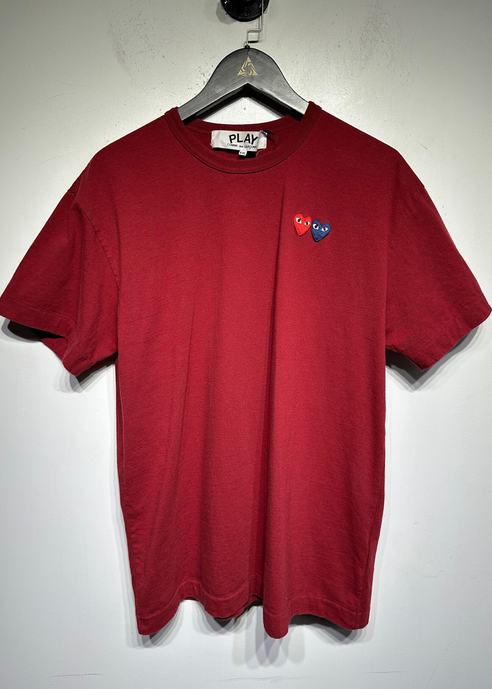 CDG Play Red Navy Mini Heart Emboridered Tee XXL
