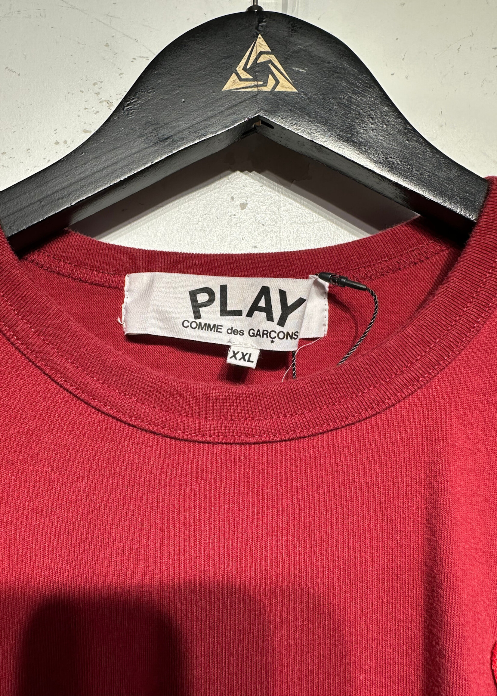 CDG Play Red Navy Mini Heart Emboridered Tee XXL