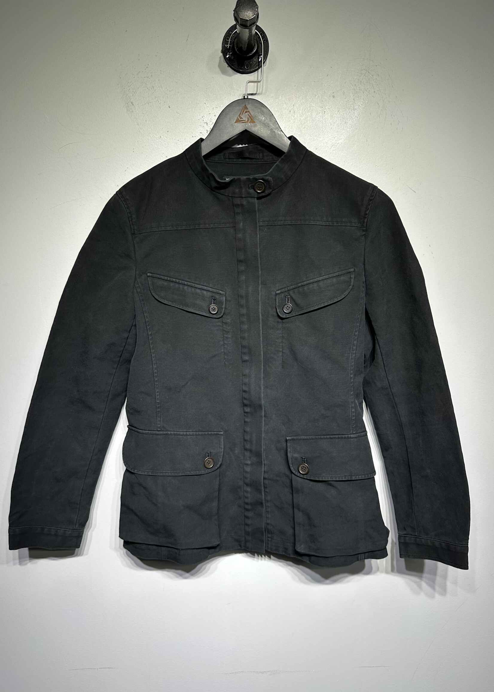 Issey Miyake Black Mock Neck Zip Up Jacket Fem S