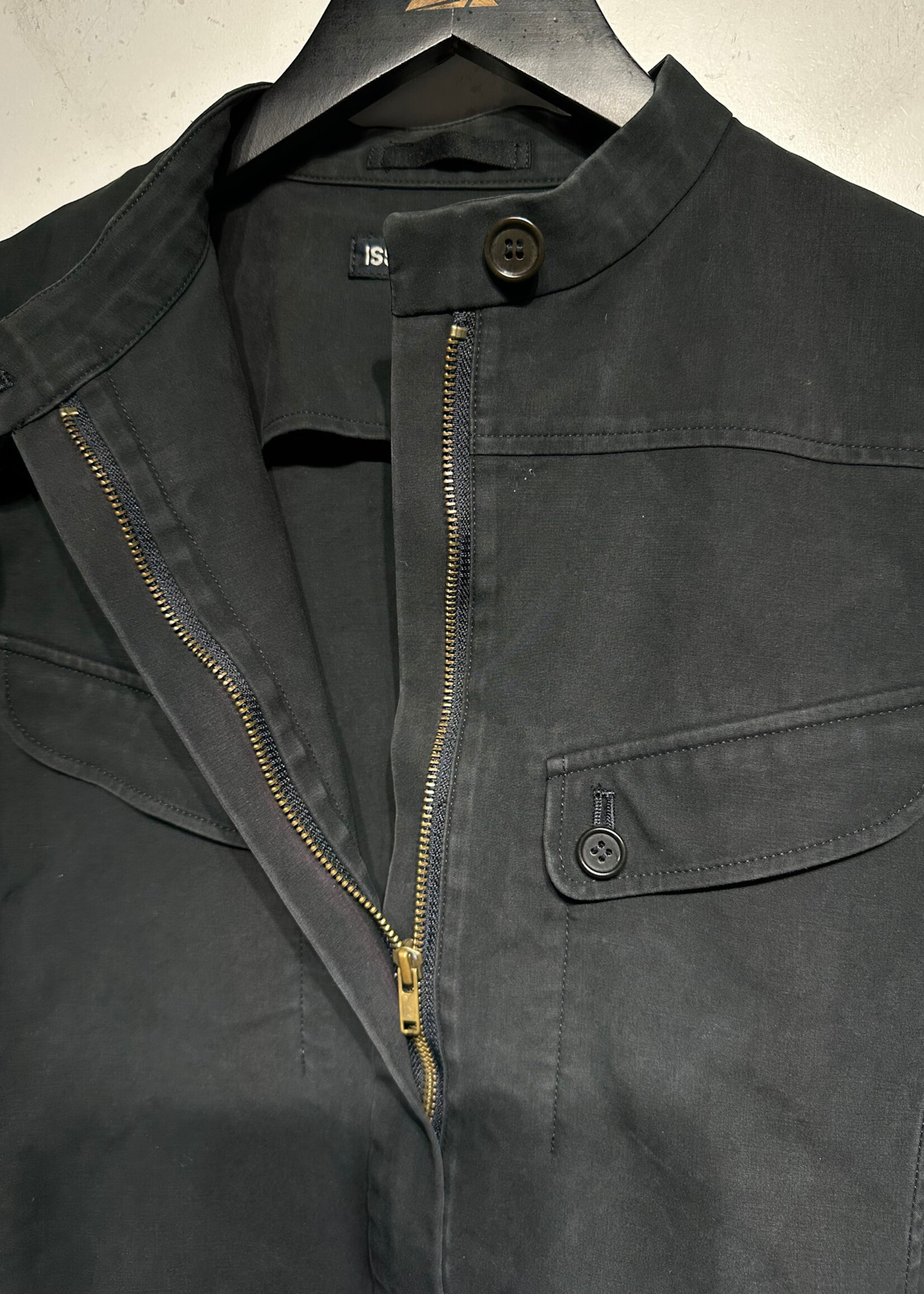 Issey Miyake Black Mock Neck Zip Up Jacket Fem S